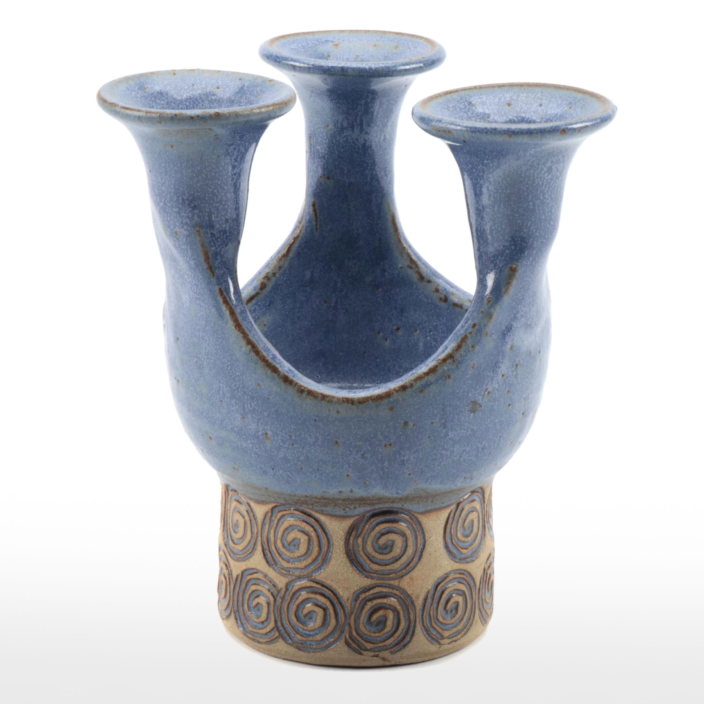 Puerto Rican Art Pottery Candelabra Vase