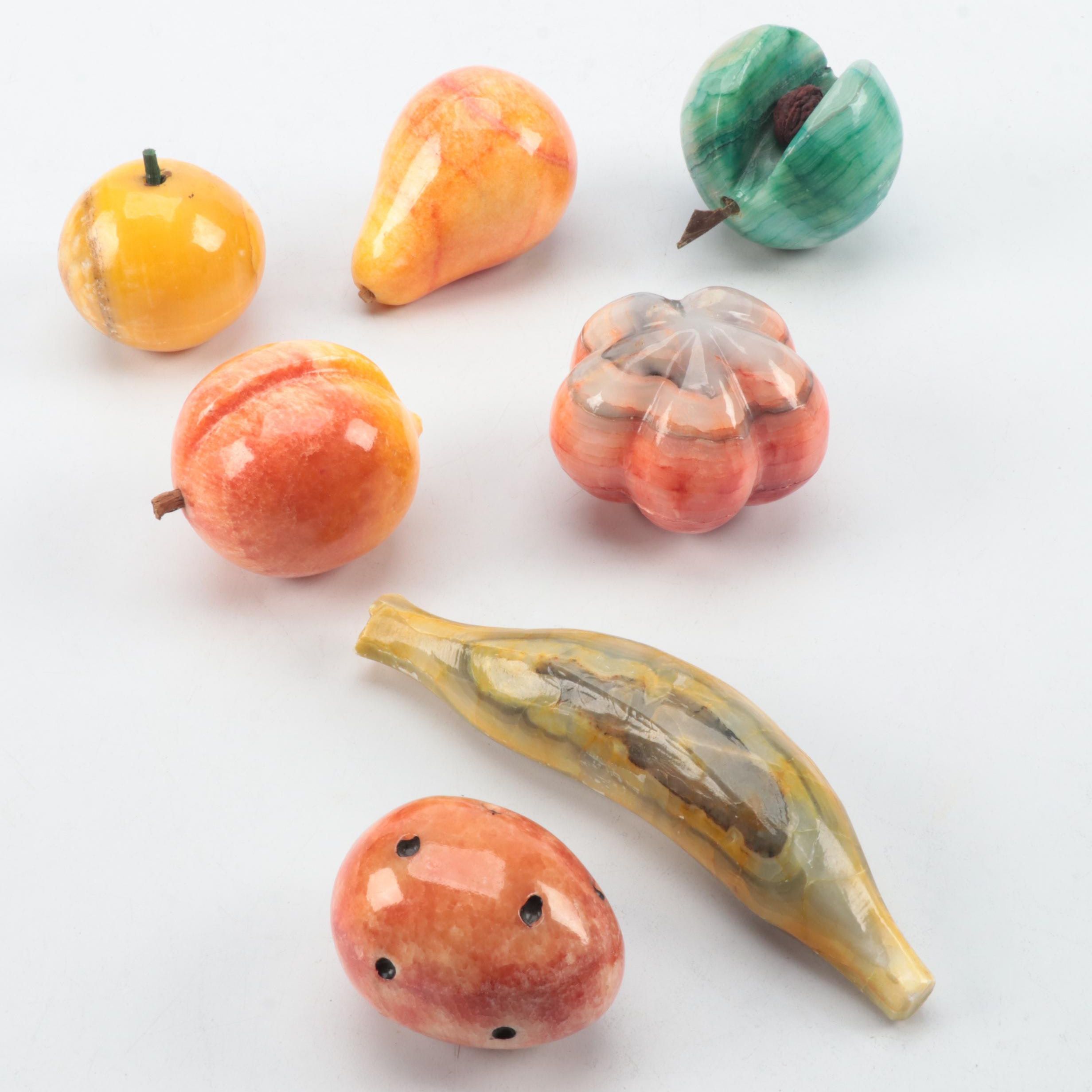 Decorative Carved Stone Fruit, Mid to Late 20th Century