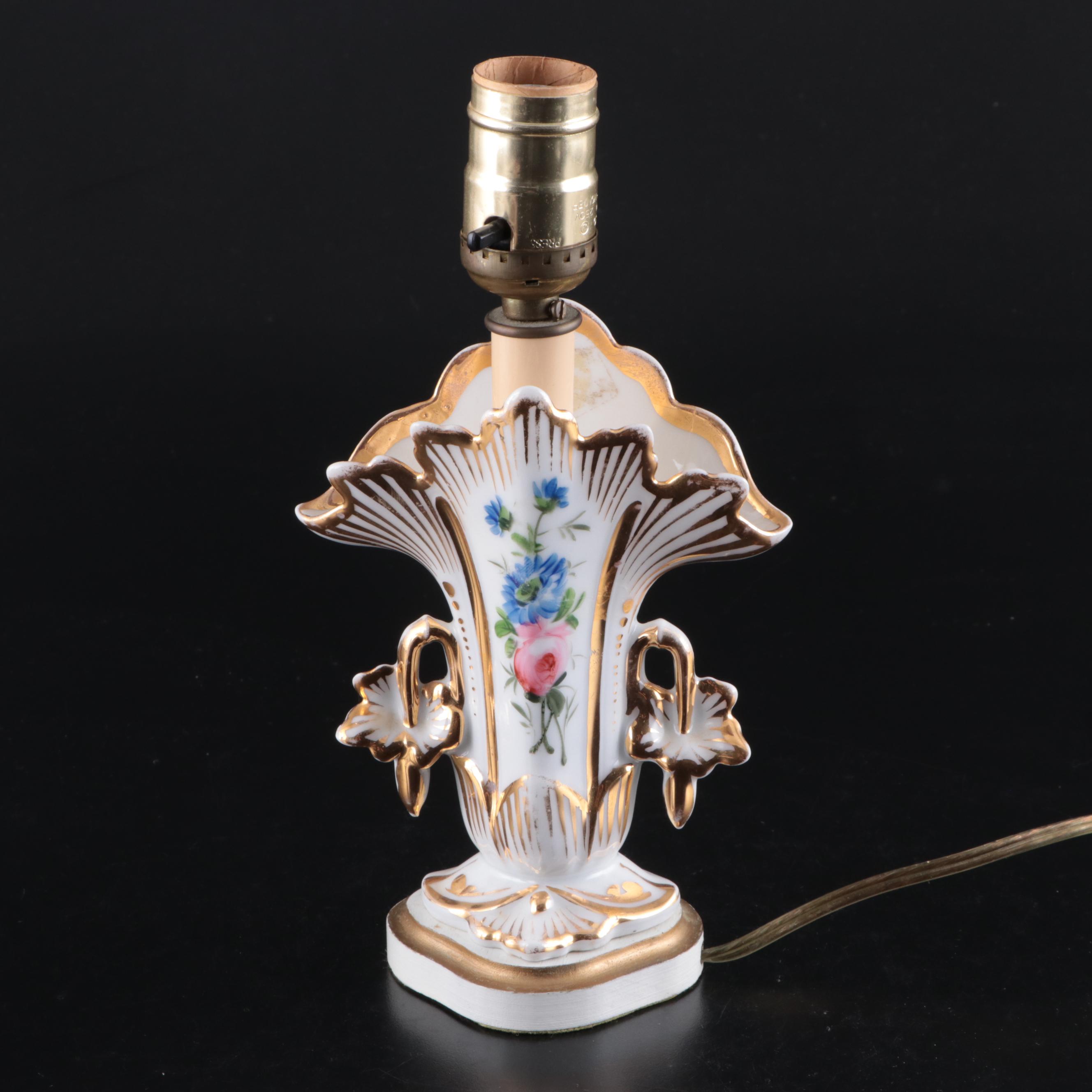 Pair of Old Paris Porcelain Vase Adapted Table Lamps