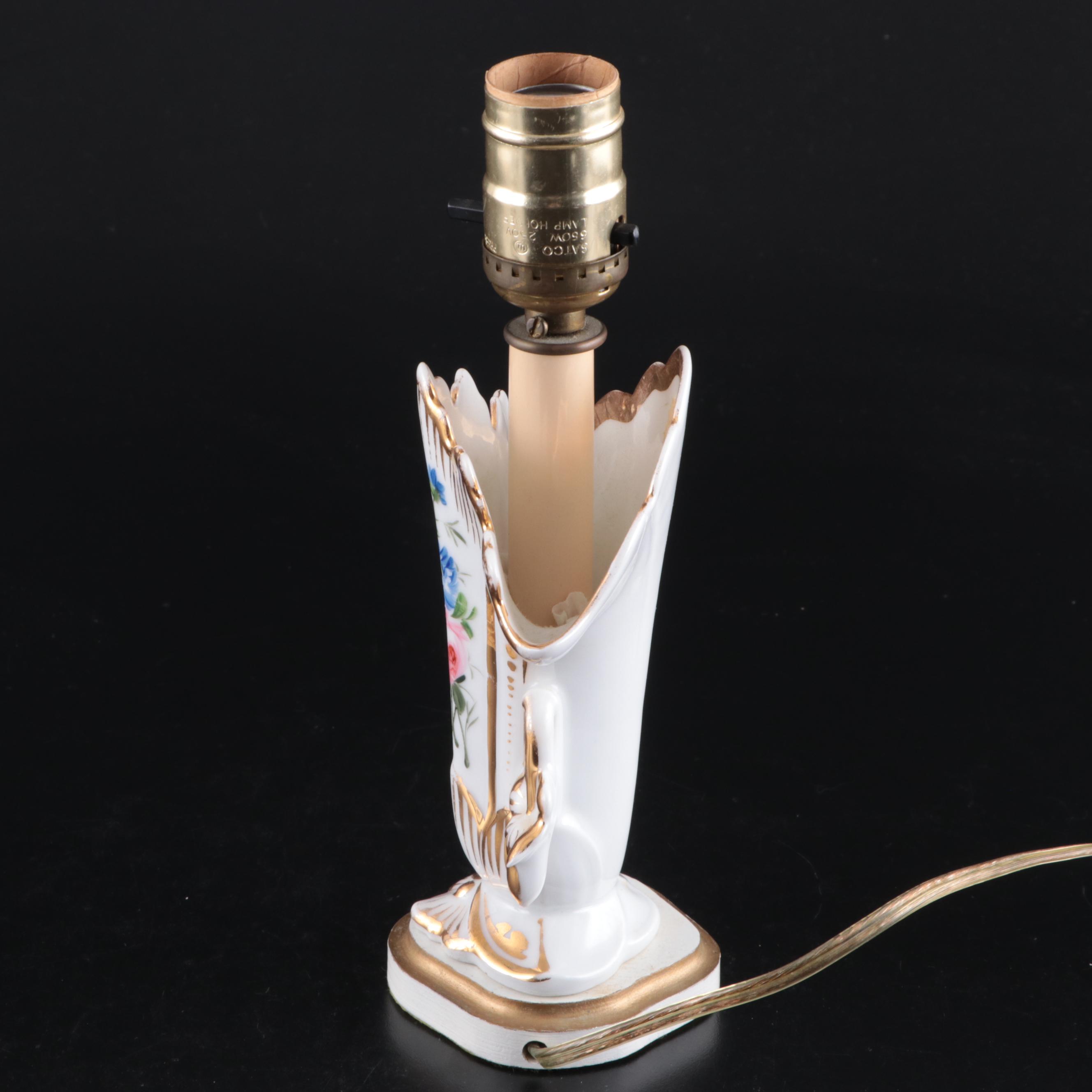 Pair of Old Paris Porcelain Vase Adapted Table Lamps