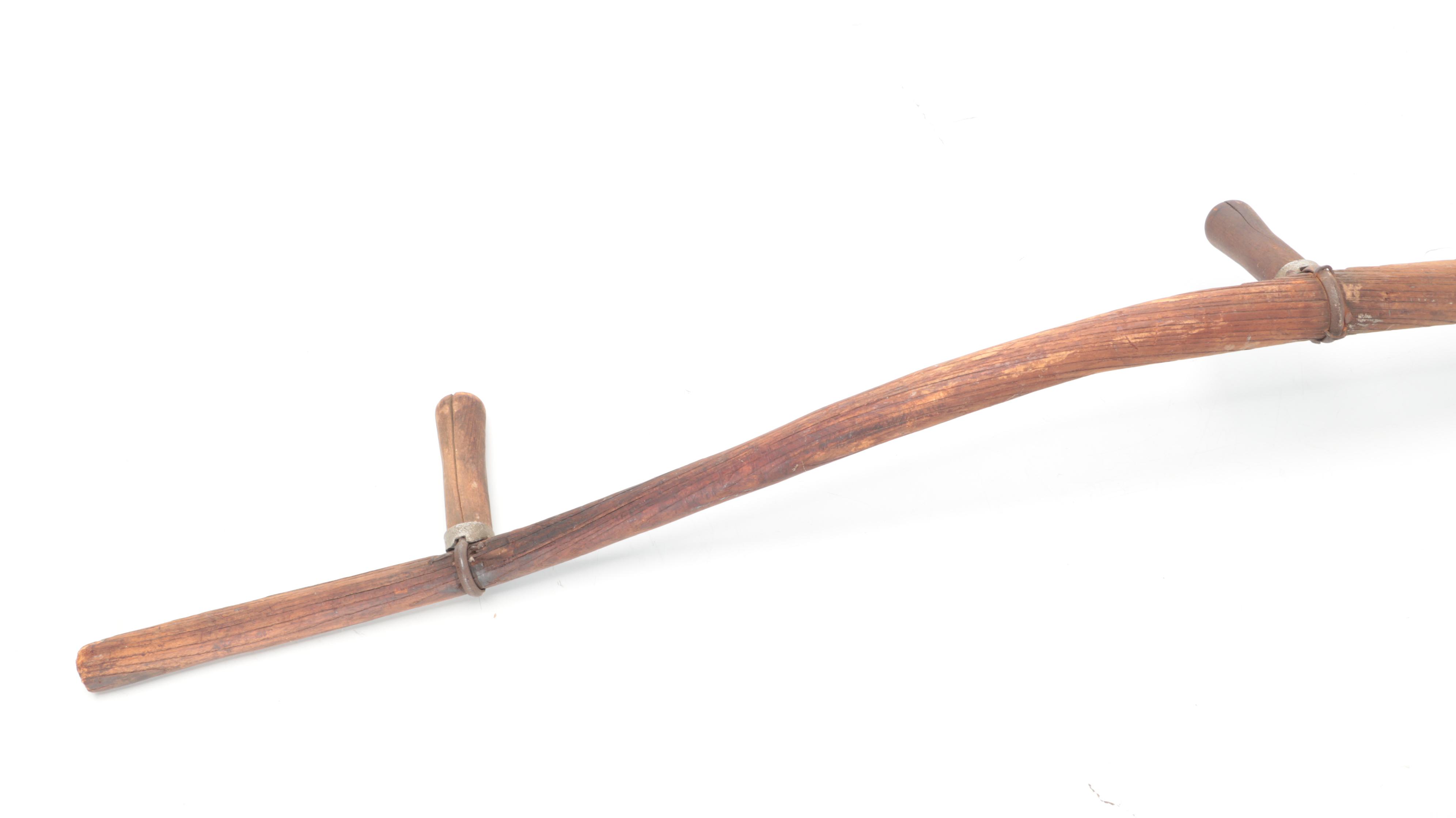 Three Primitive Wood and Metal Scythes