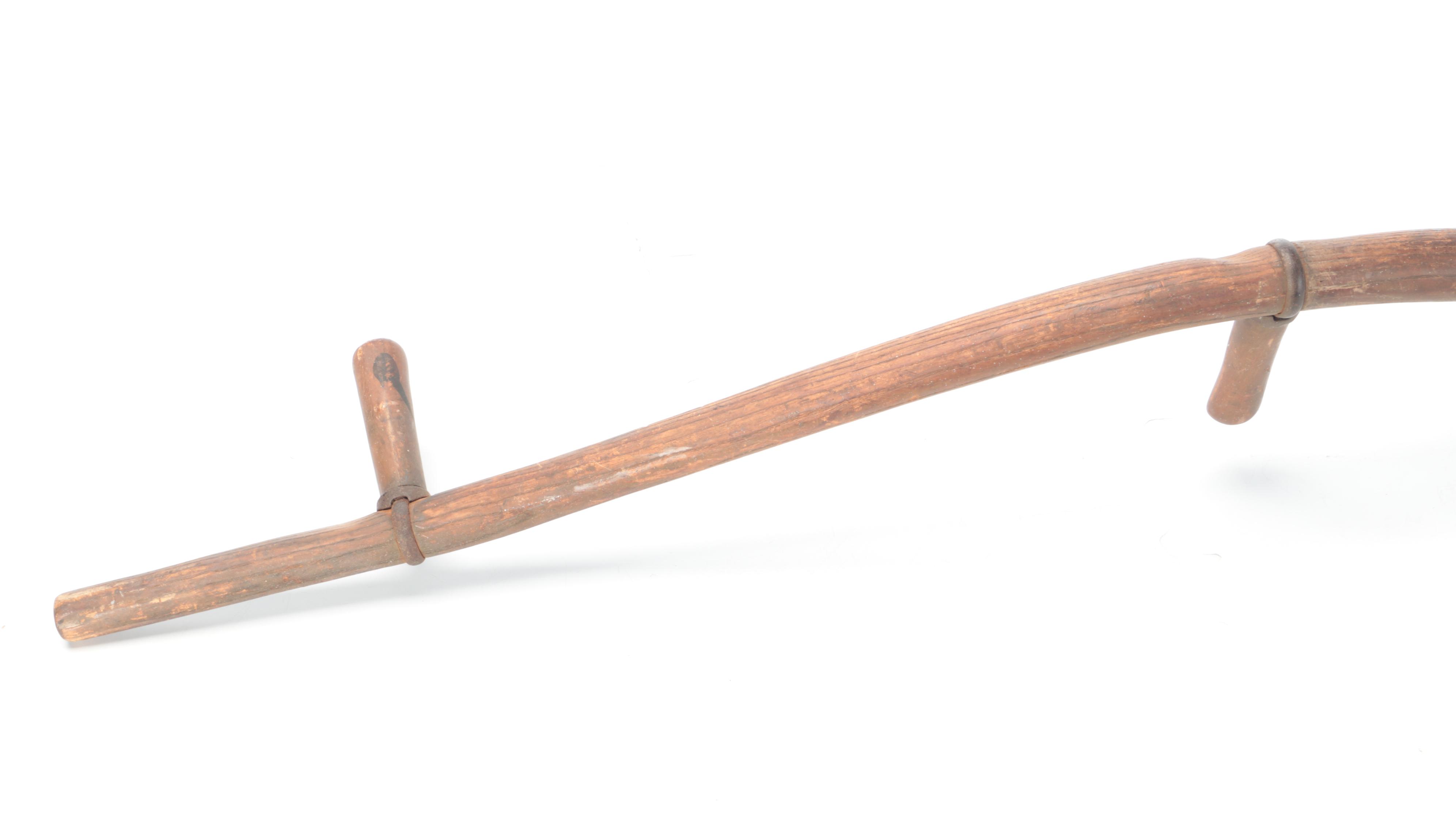 Three Primitive Wood and Metal Scythes