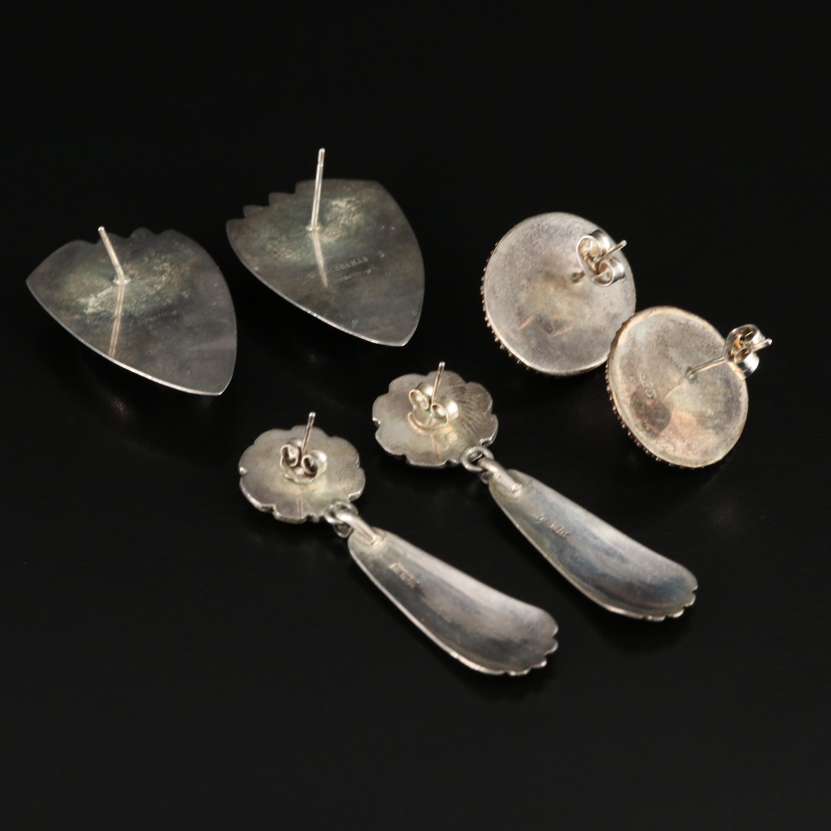 Sterling Earrings Including Barbara Sucherman Art Glass.