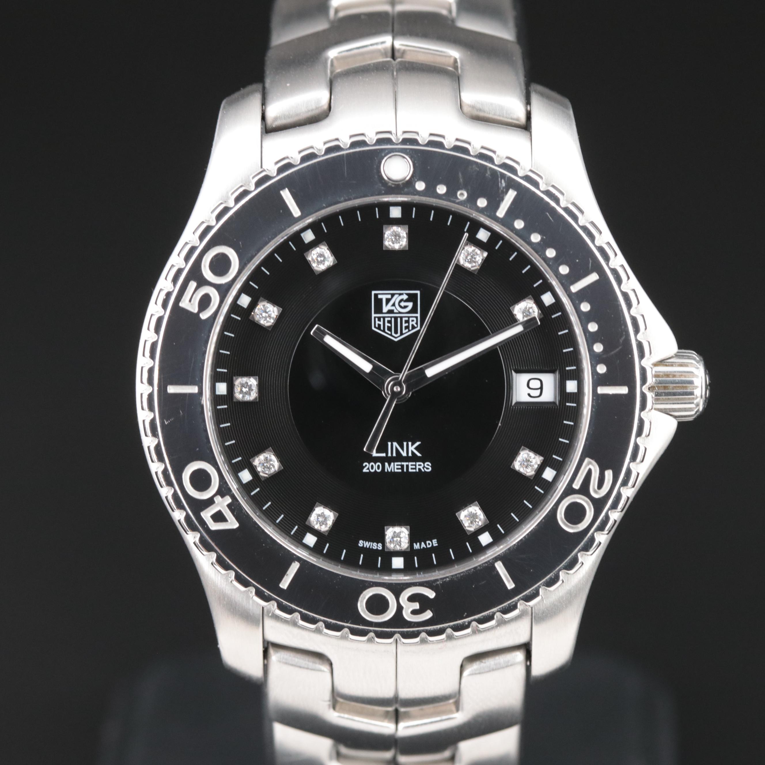 TAG Heuer Link Factory Diamond Black Dial 39mm Steel Quartz Watch