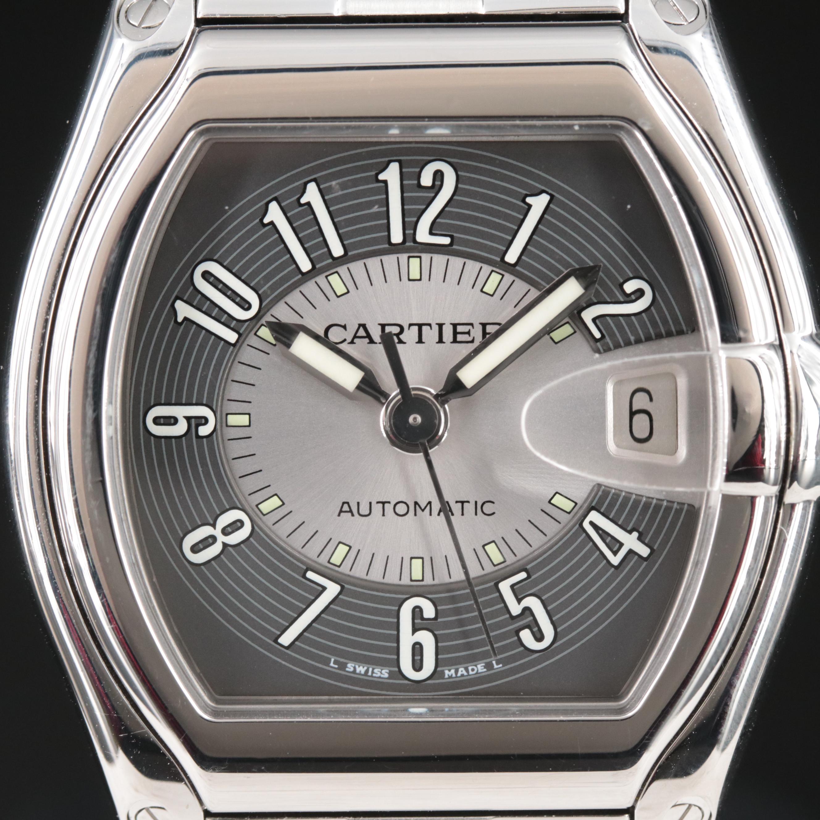 Cartier Roadster Large Grey Stainless Steel Automatic Watch