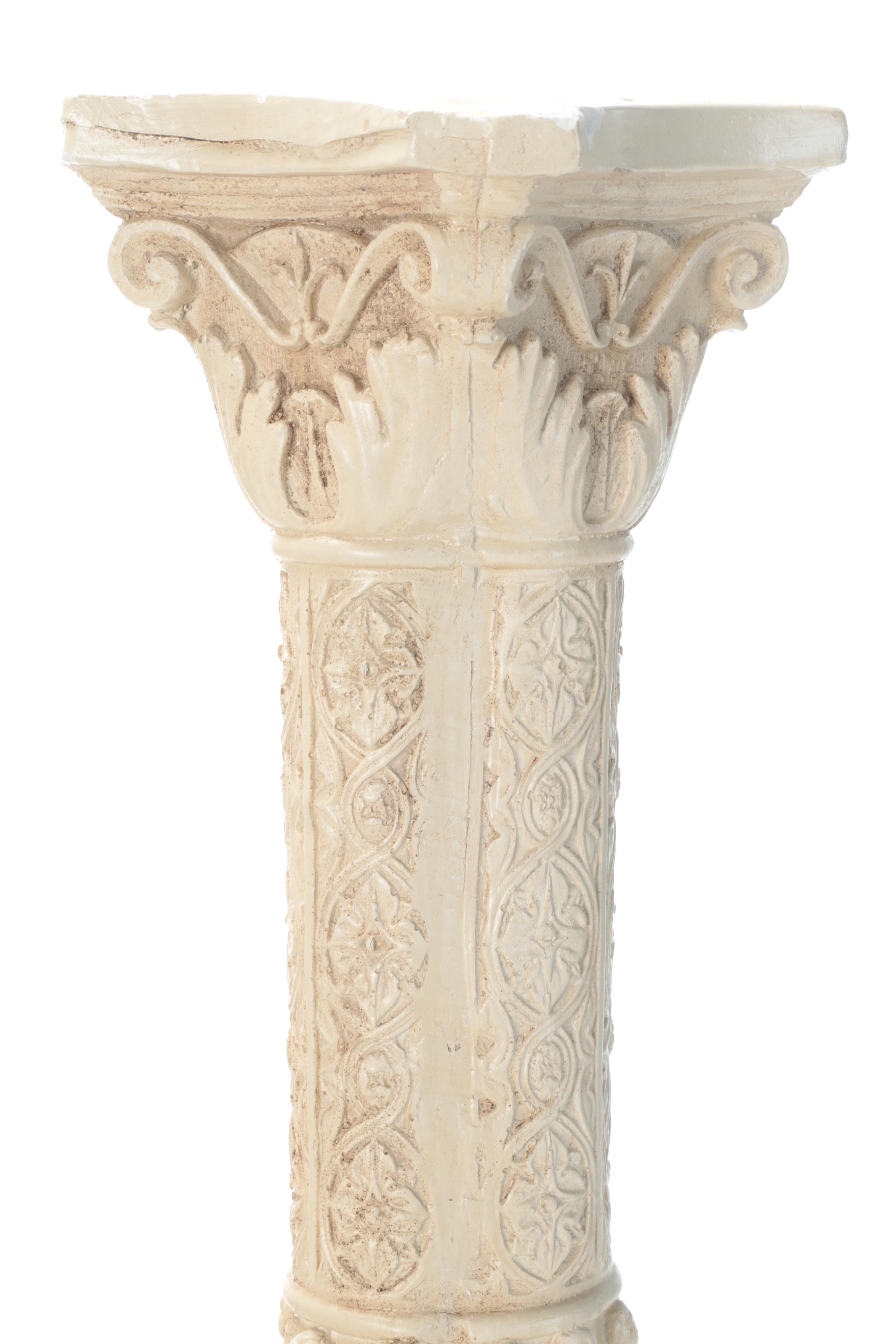 Greek Revival Style Cast Plaster Garden Pillar Pair