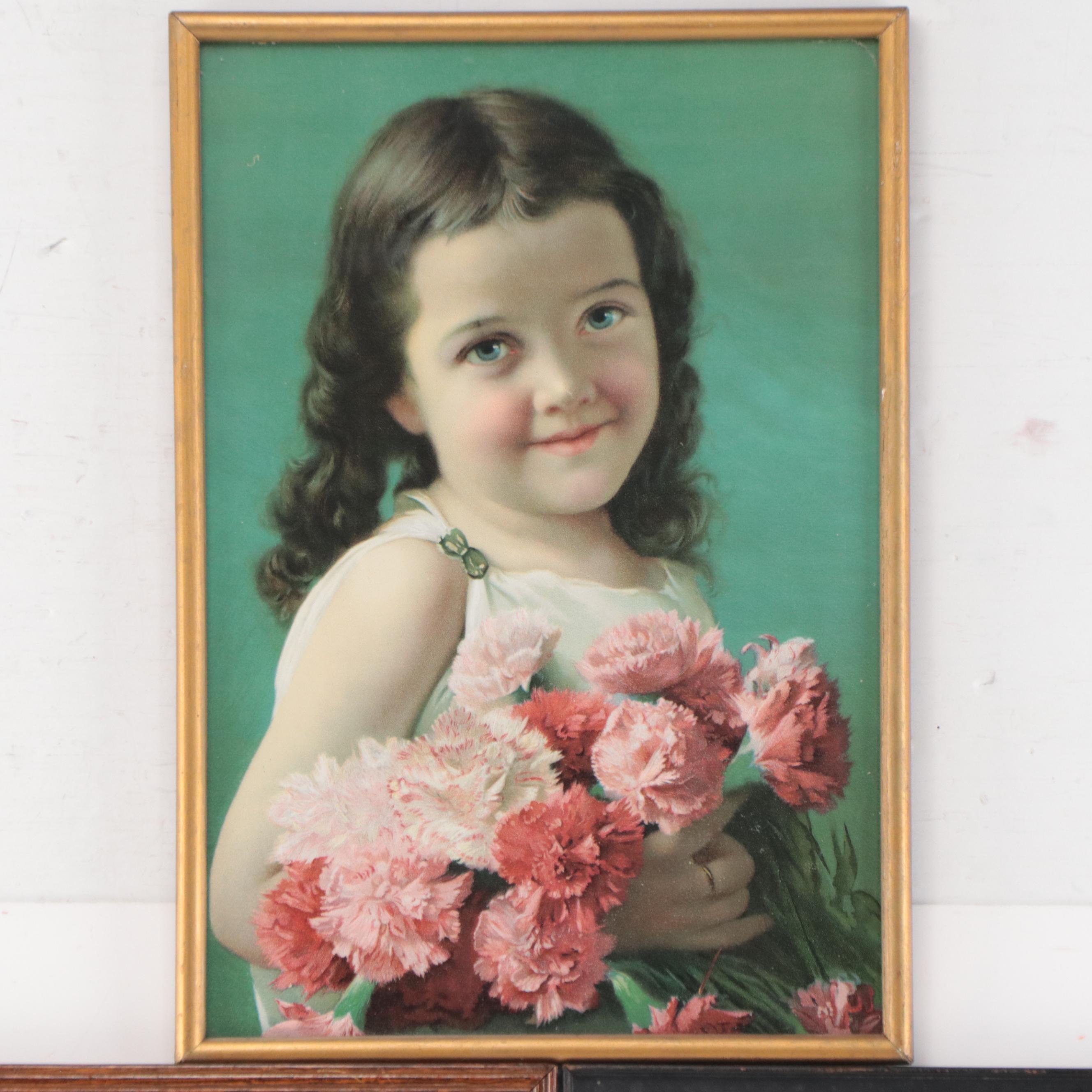 Portrait Chromolithographs of Young Girls, Late 19th/Early 20th Century