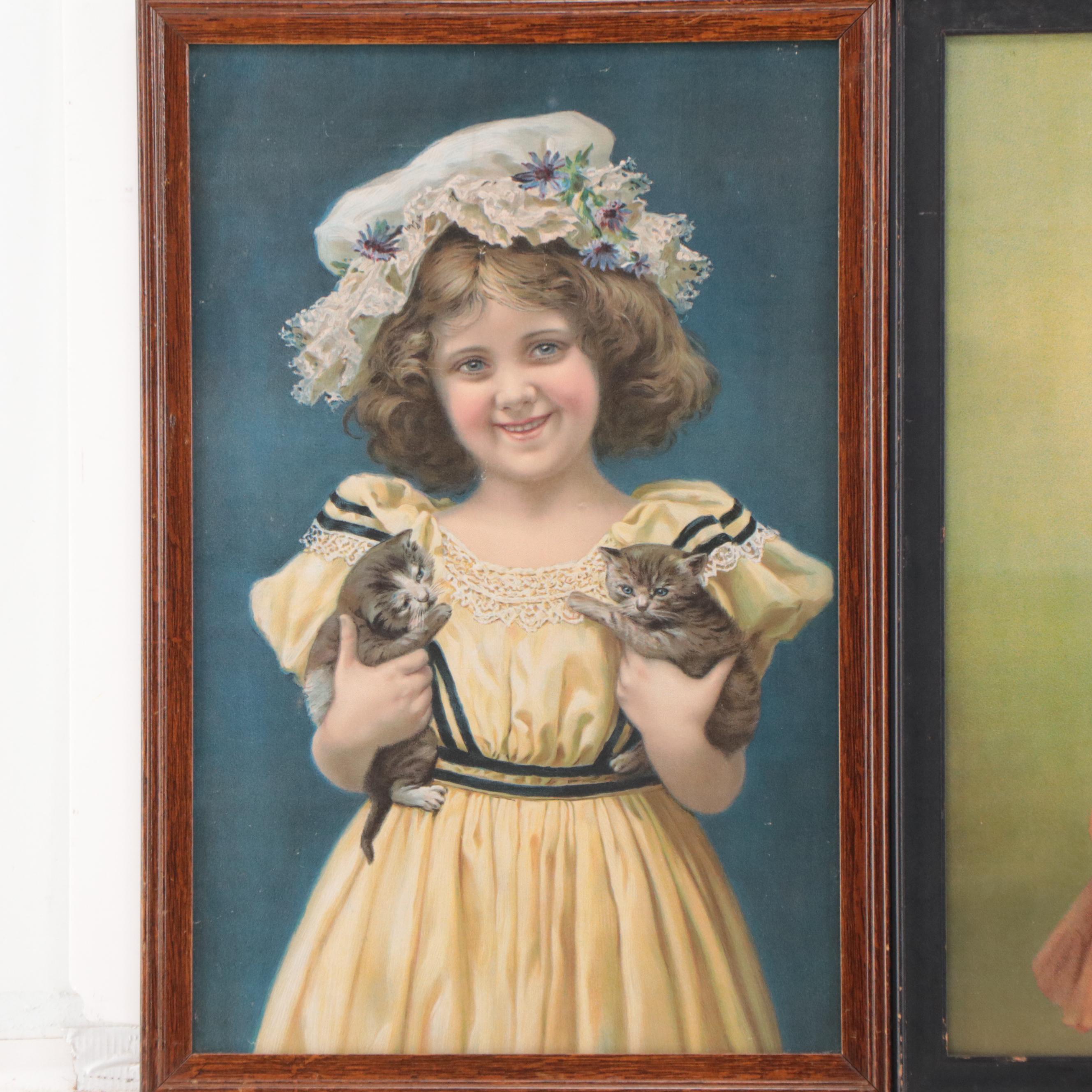 Portrait Chromolithographs of Young Girls, Late 19th/Early 20th Century