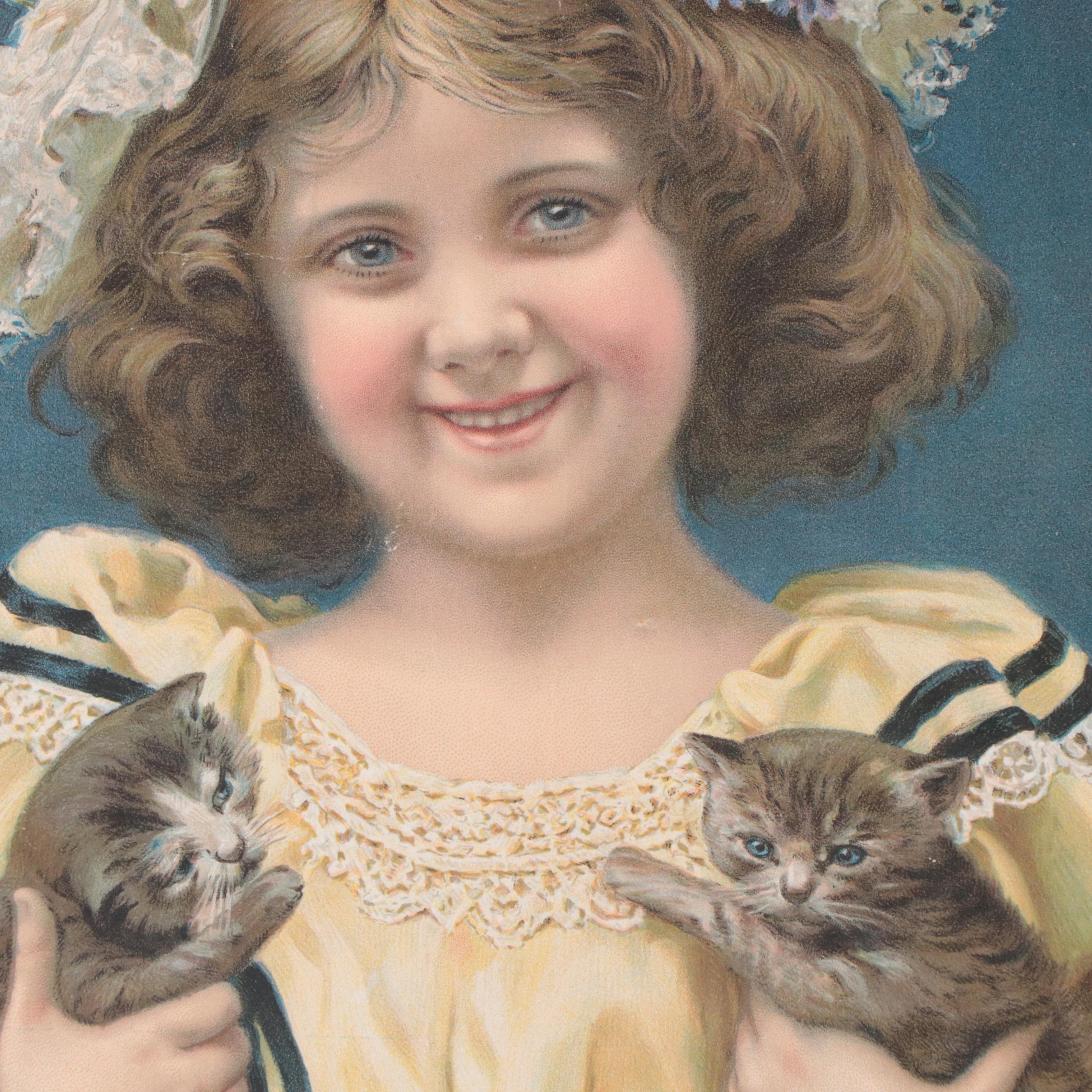 Portrait Chromolithographs of Young Girls, Late 19th/Early 20th Century