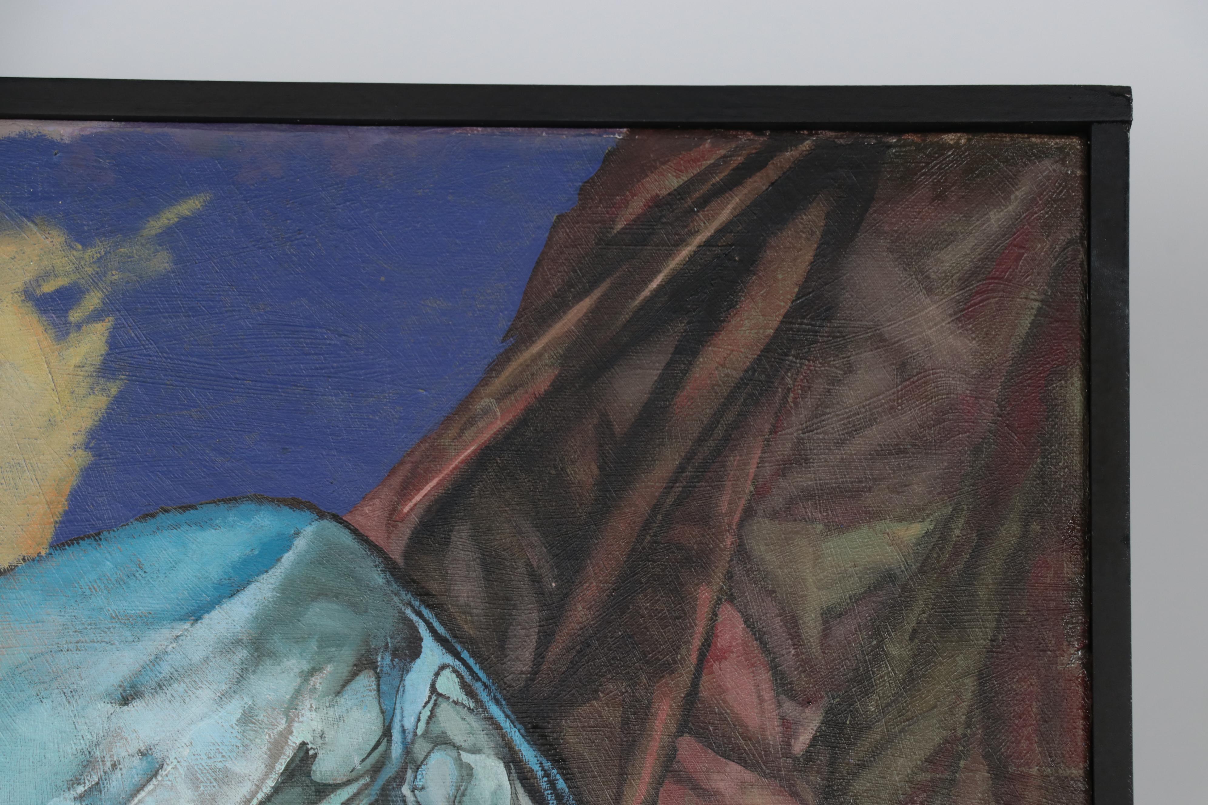 Arthur Thompson Monumental Surrealist Figural Oil Painting, Late 20th Century