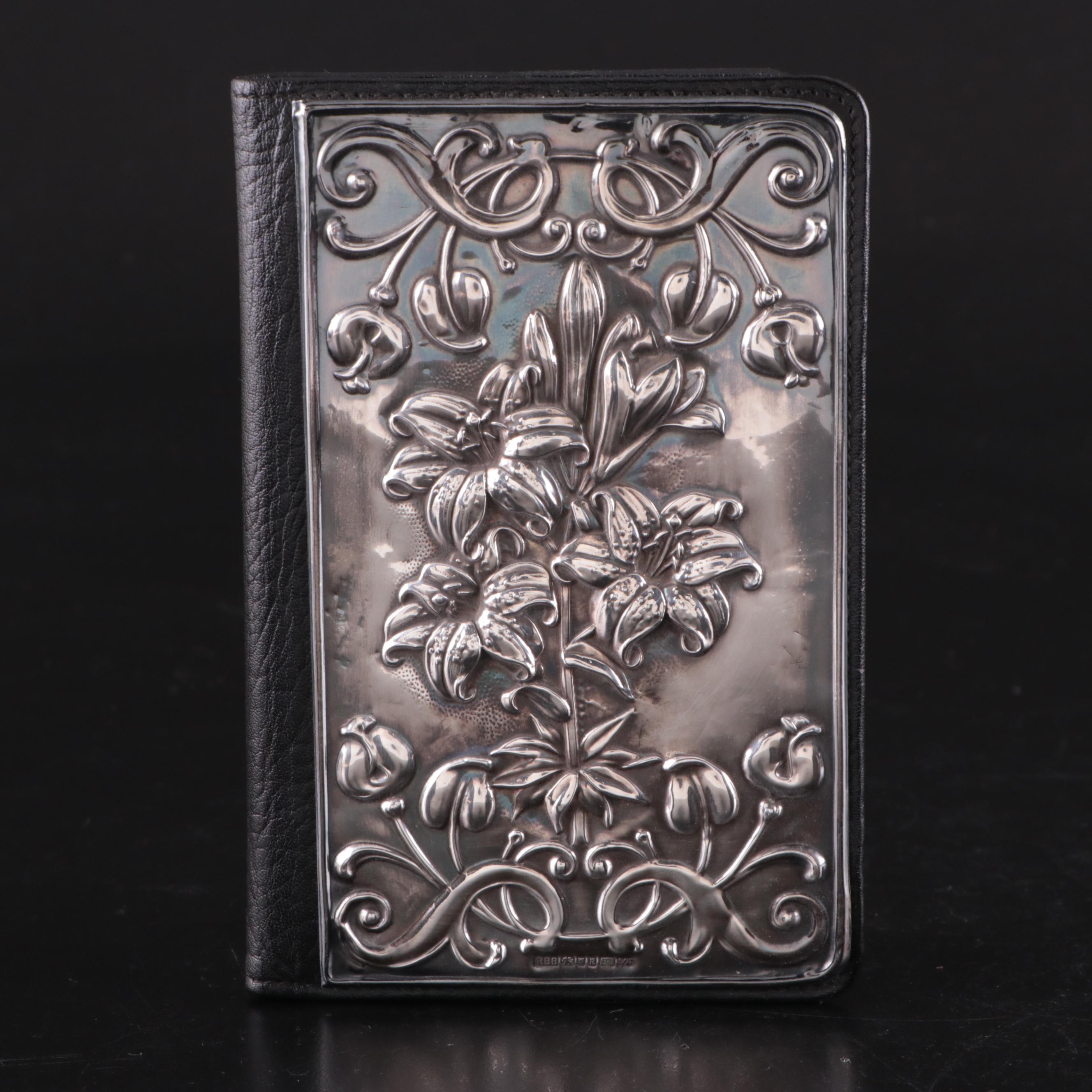 English Sterling Silver and Calf Leather Notebook Cover, 1991