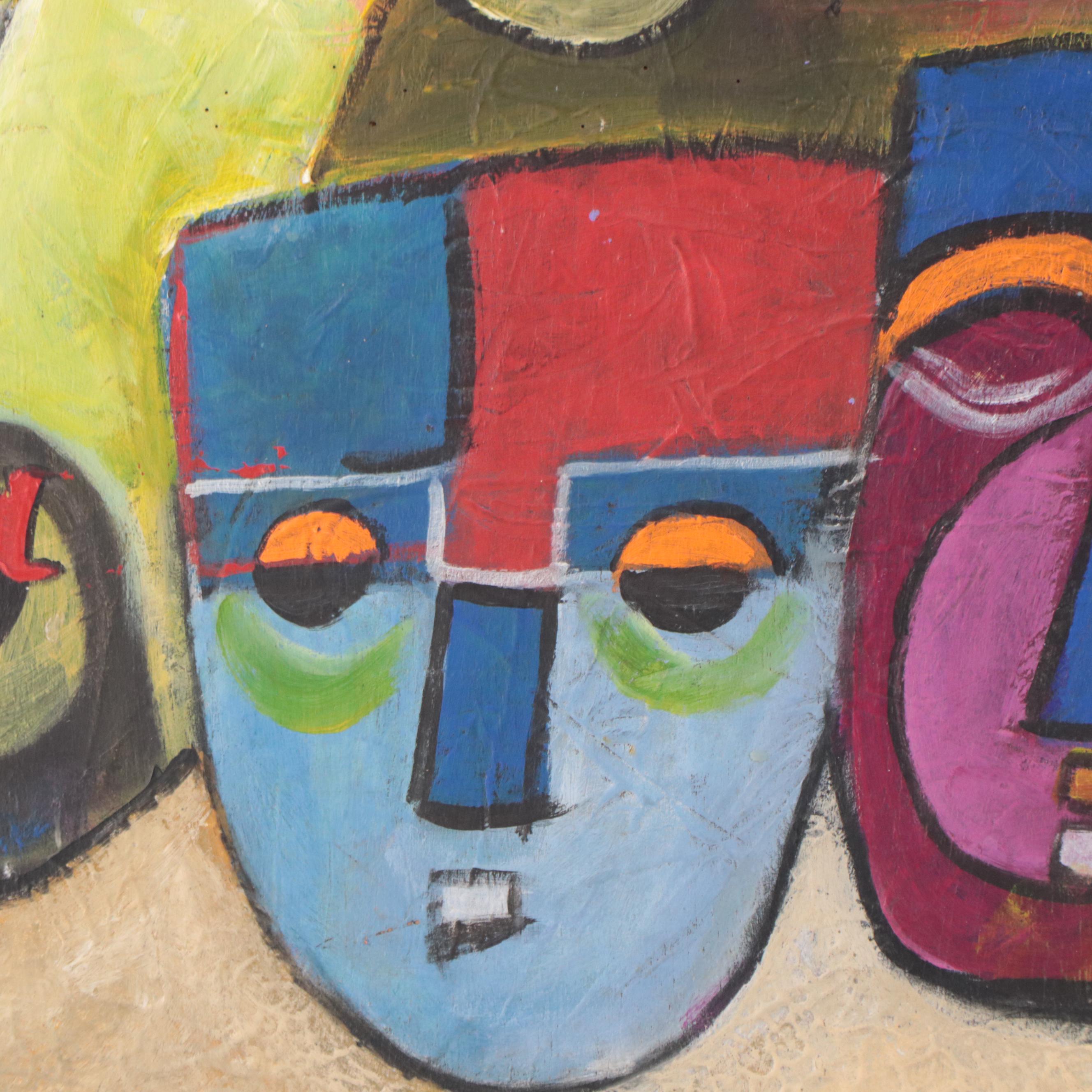 Jimoh Buraimoh Acrylic Painting "Faces," 2006