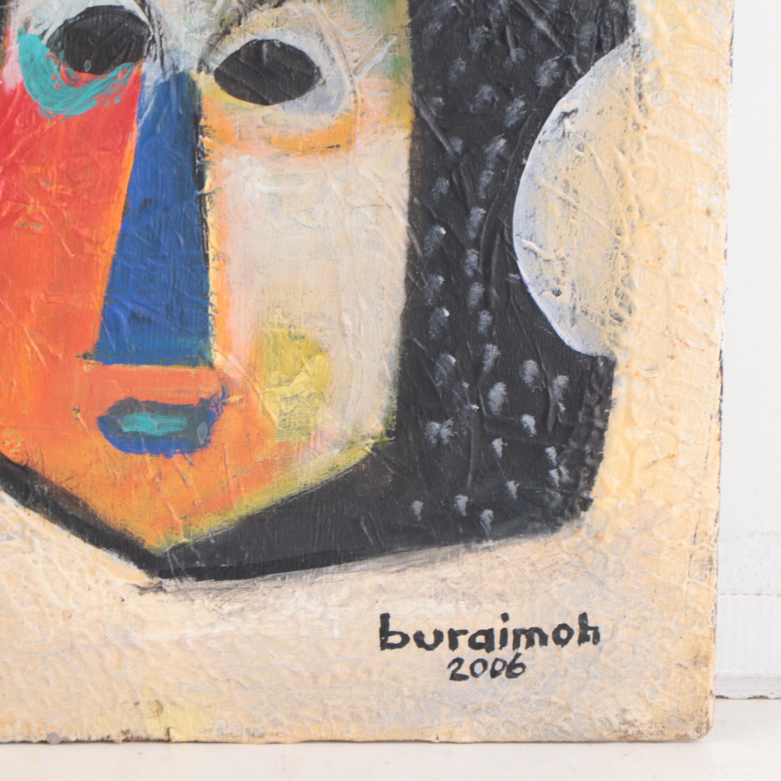 Jimoh Buraimoh Acrylic Painting "Faces," 2006