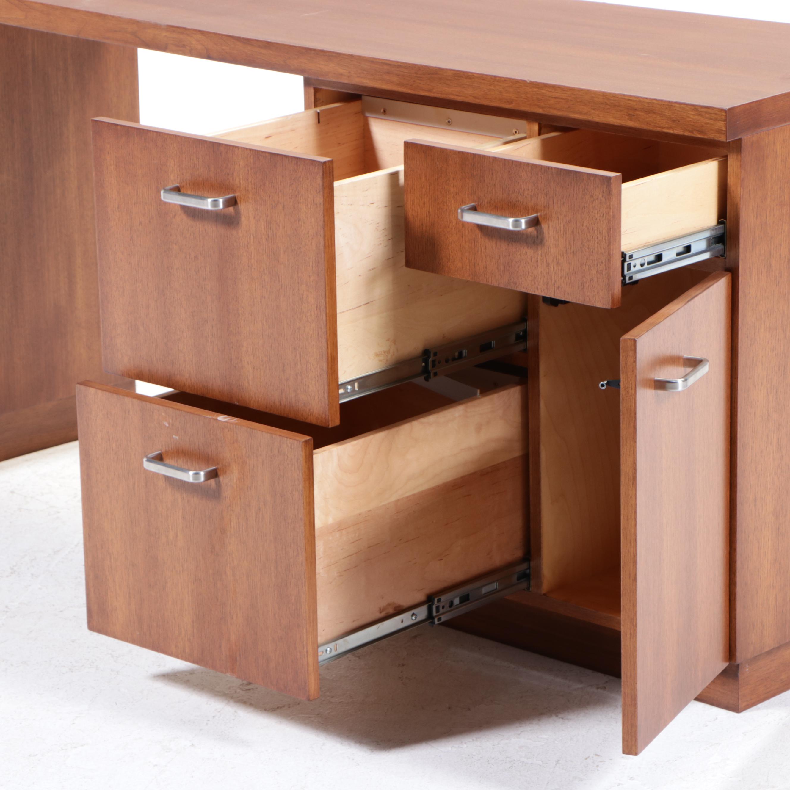 Custom-Made Modern Hardwood Office Credenza