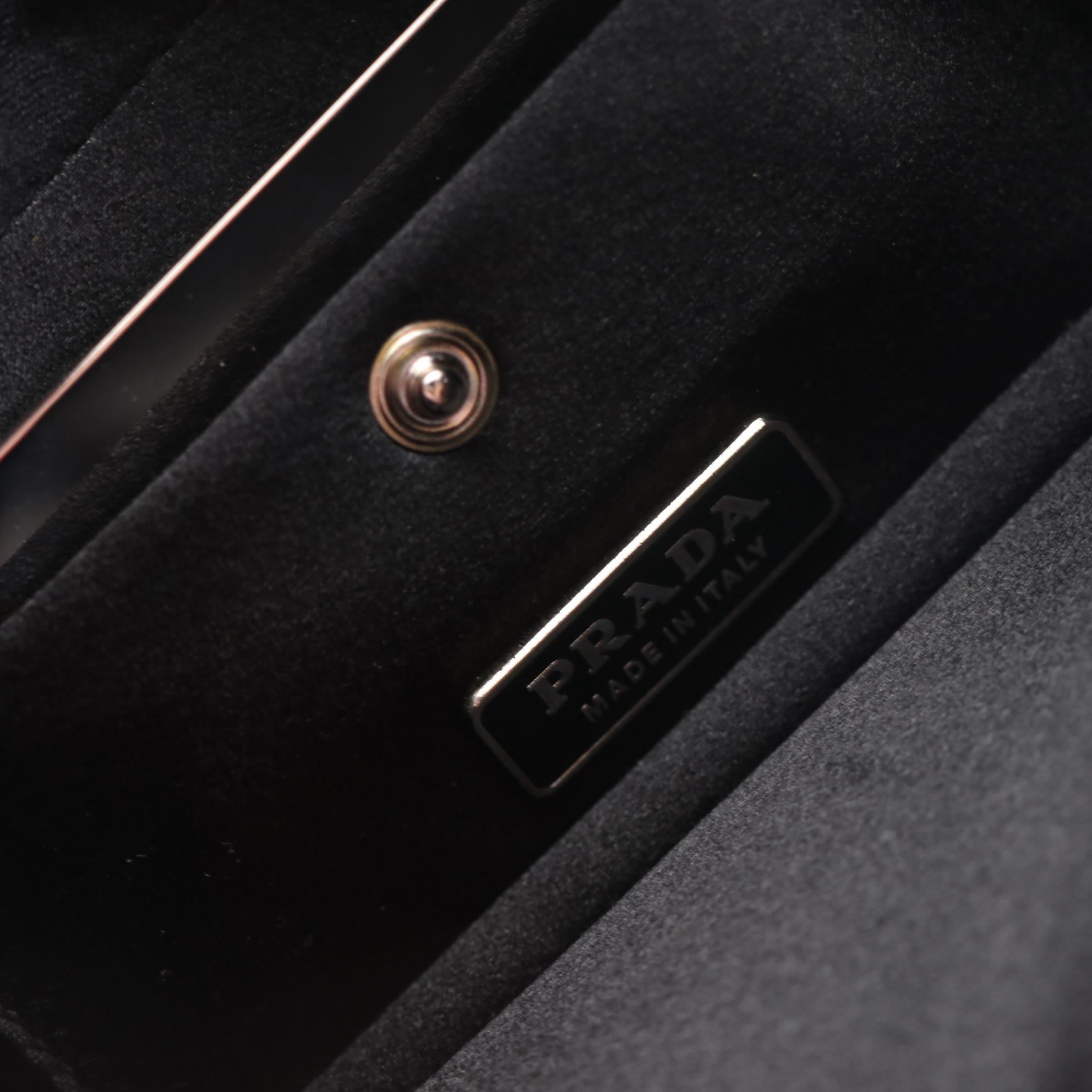 Prada Pink Satin and Grosgrain Clutch Purse with Interwoven Chain-Link Strap