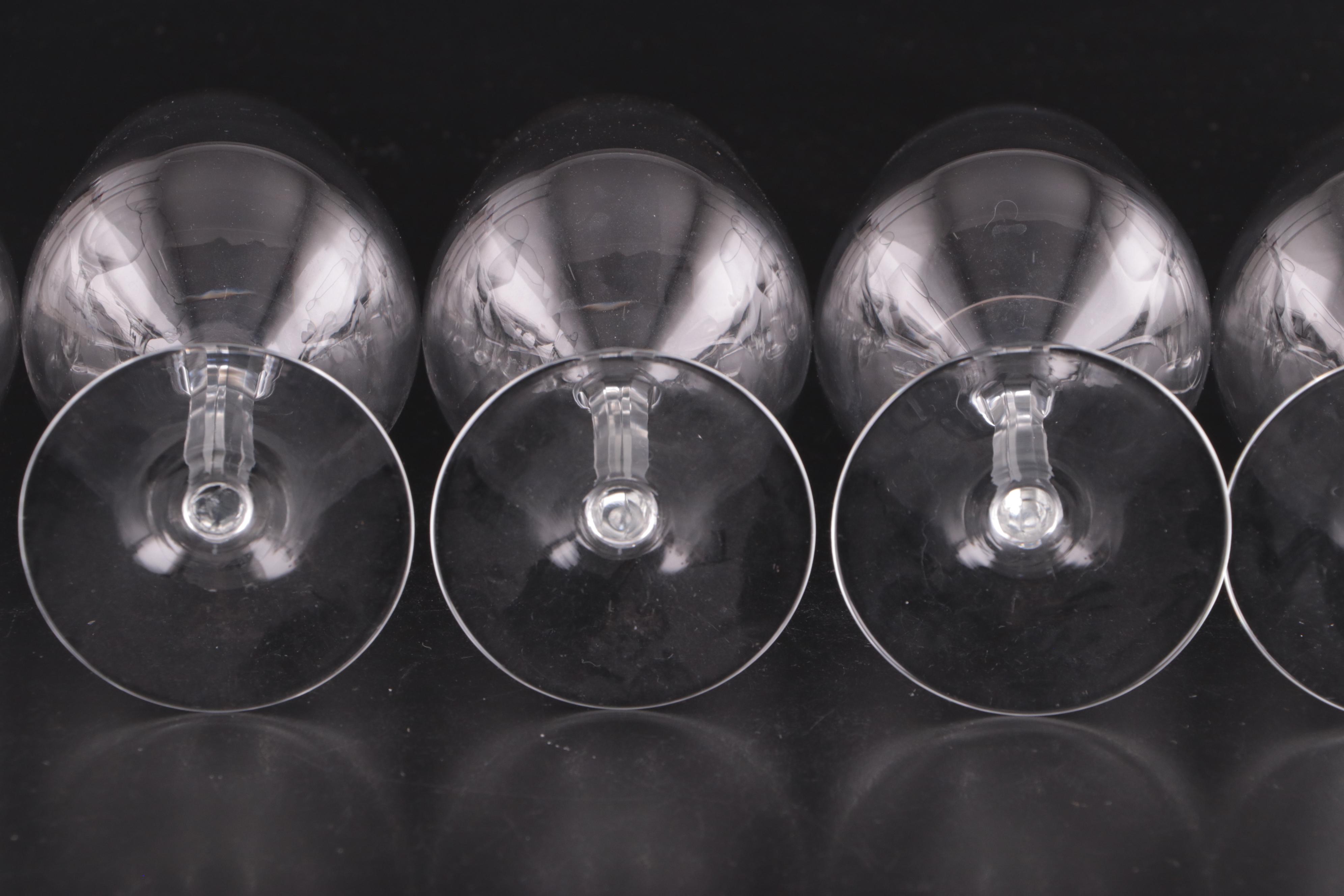 Mid Century Modern Style Platinum Rim Wine Glasses and Coupes, Mid-Late 20th C.