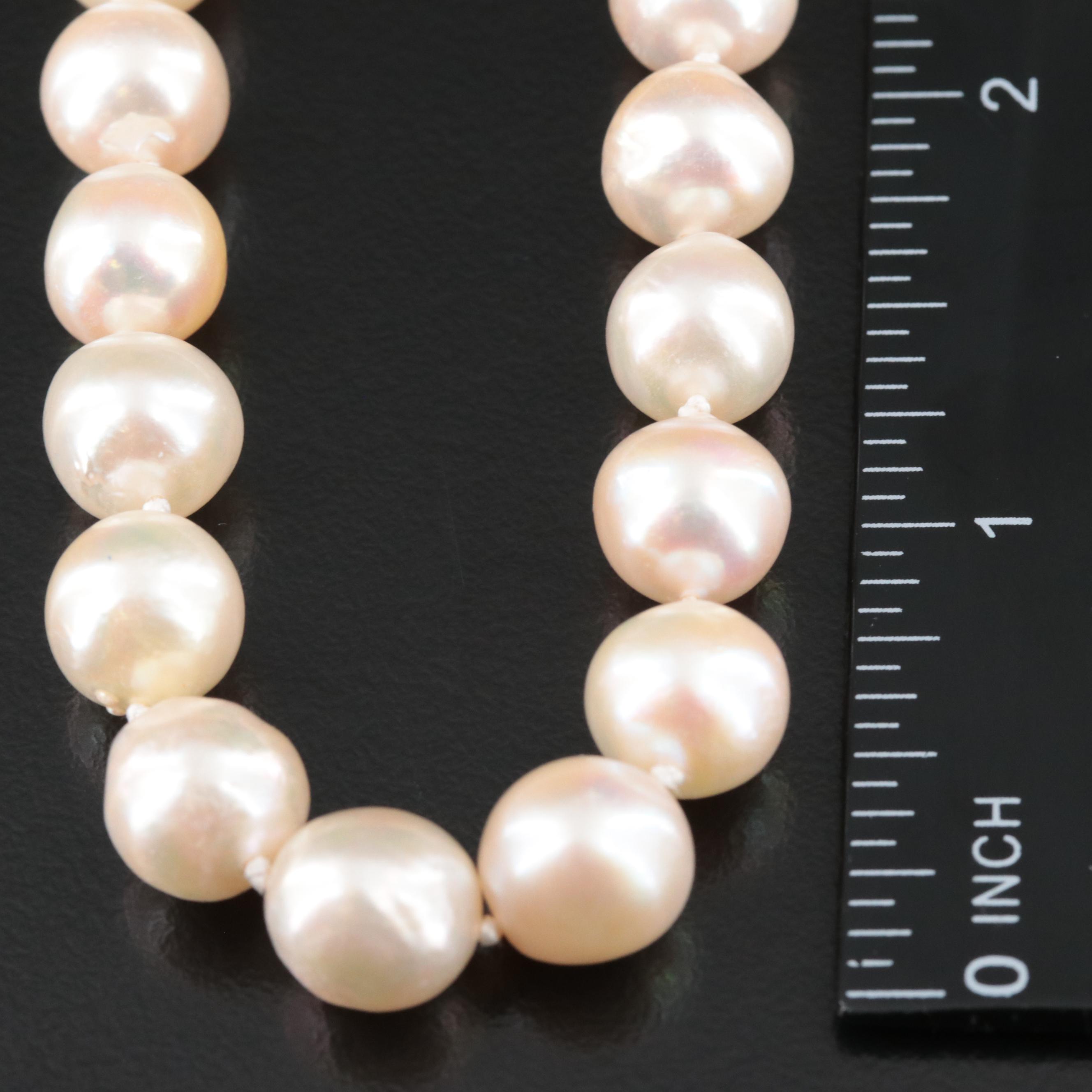 14K Pearl Necklace with Diamond Clasp