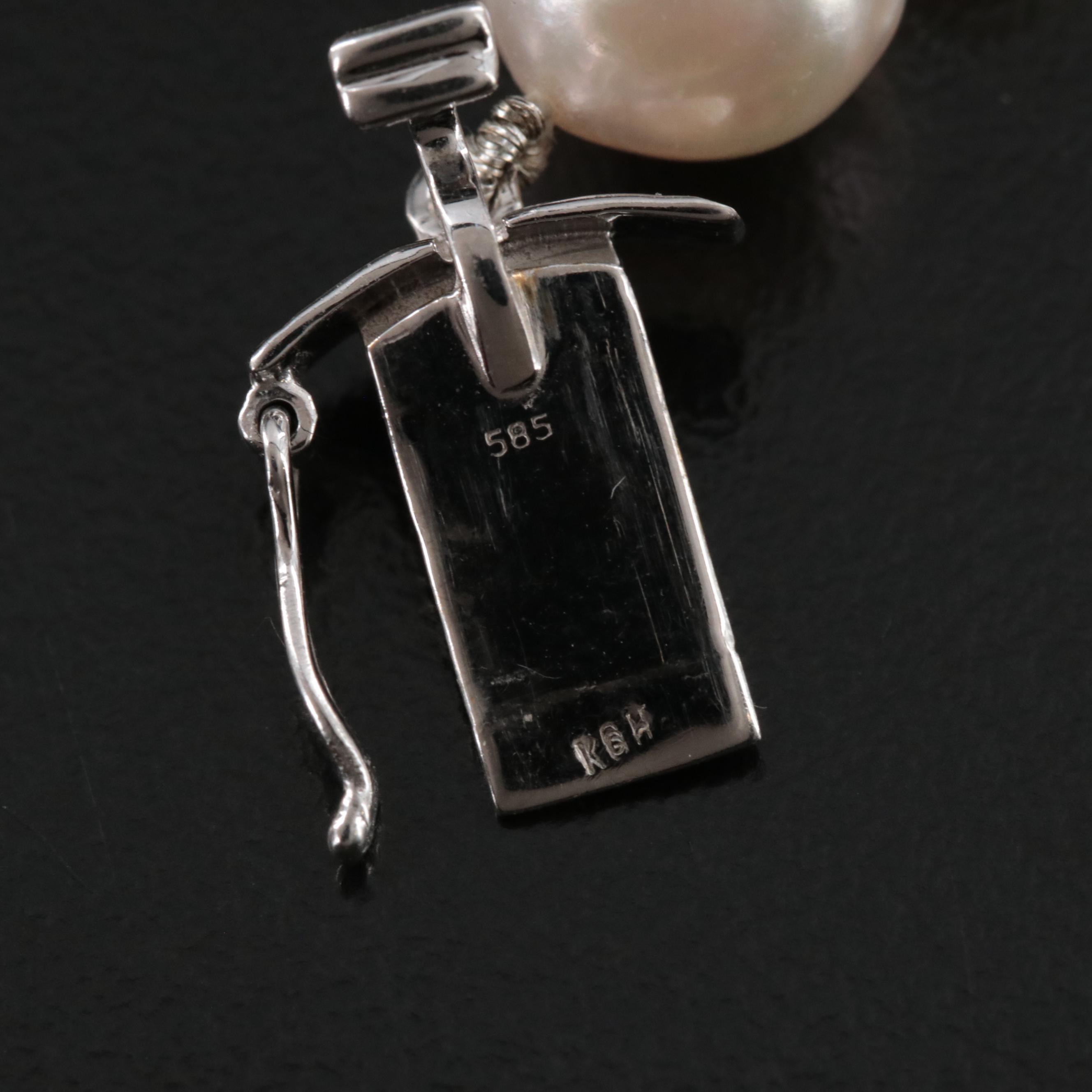 14K Pearl Necklace with Diamond Clasp