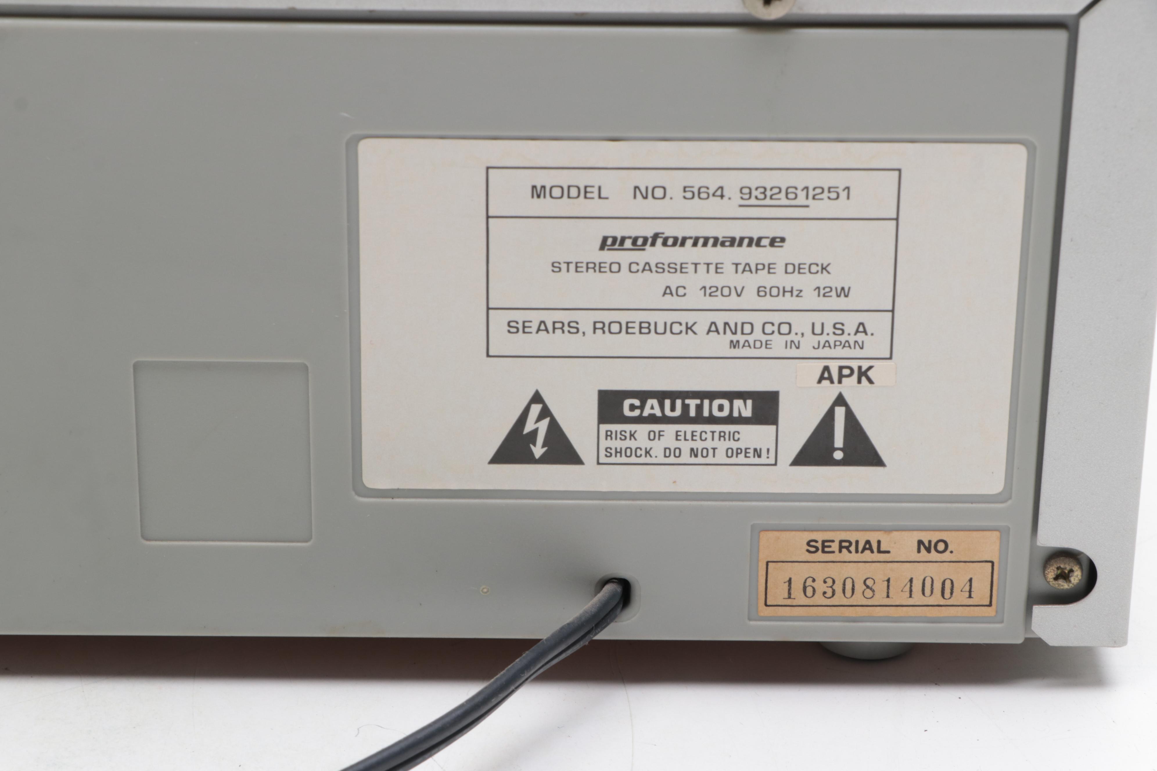 Technics 5 Disc CD Changer and Sears ProFormance Stereo Tape Deck