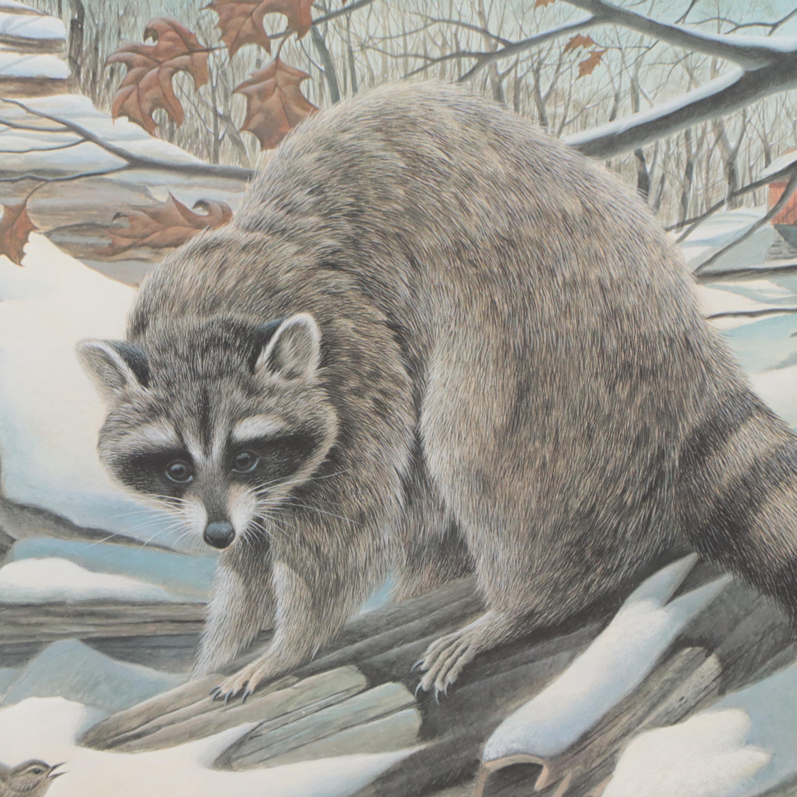 John A. Ruthven Offset Lithograph "Raccoon"