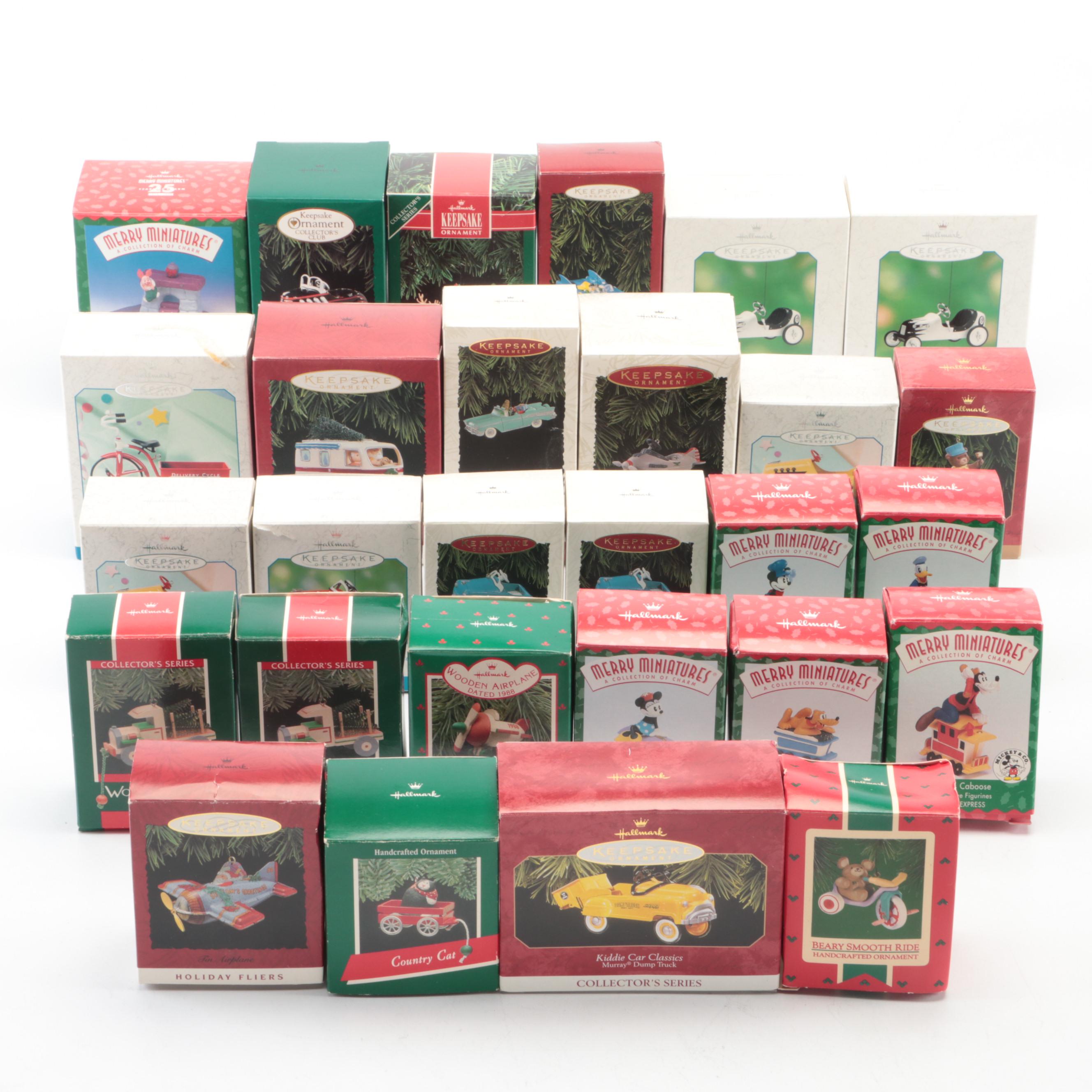 Hallmark Ornaments with Kiddie Car Classics, Disney and Others
