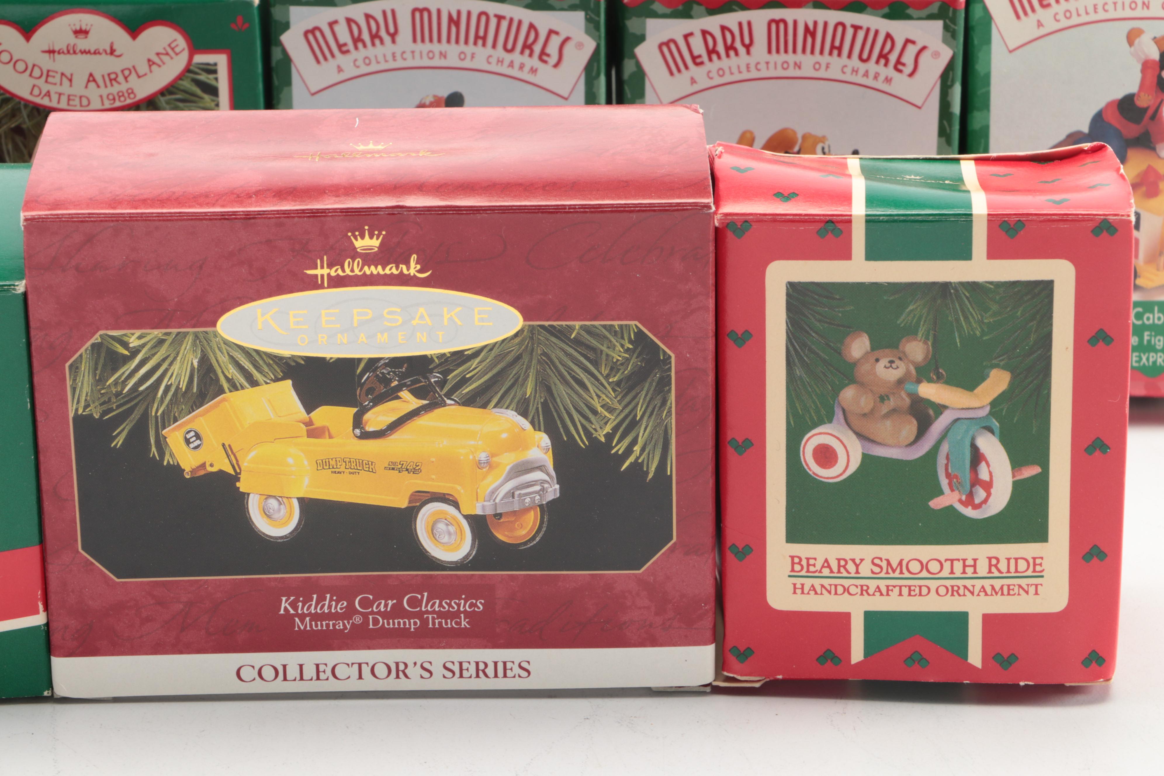 Hallmark Ornaments with Kiddie Car Classics, Disney and Others