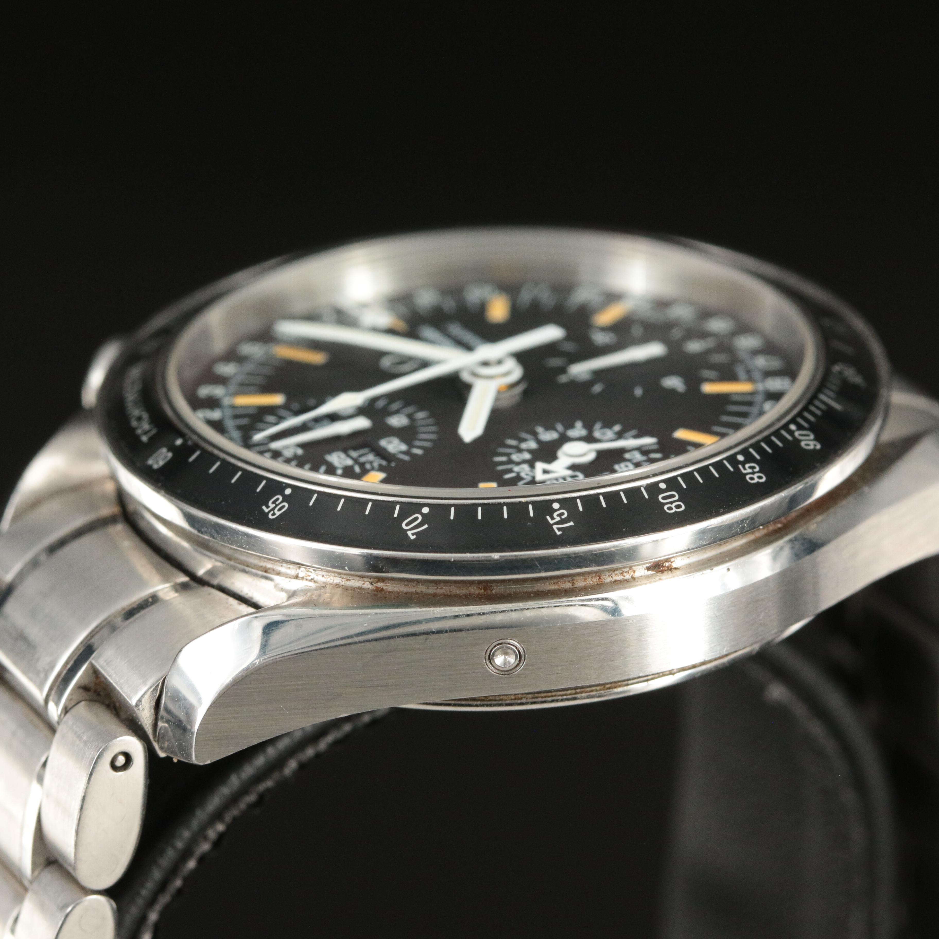 Omega Speedmaster Day Date Stainless Steel Black 39mm Automatic Watch