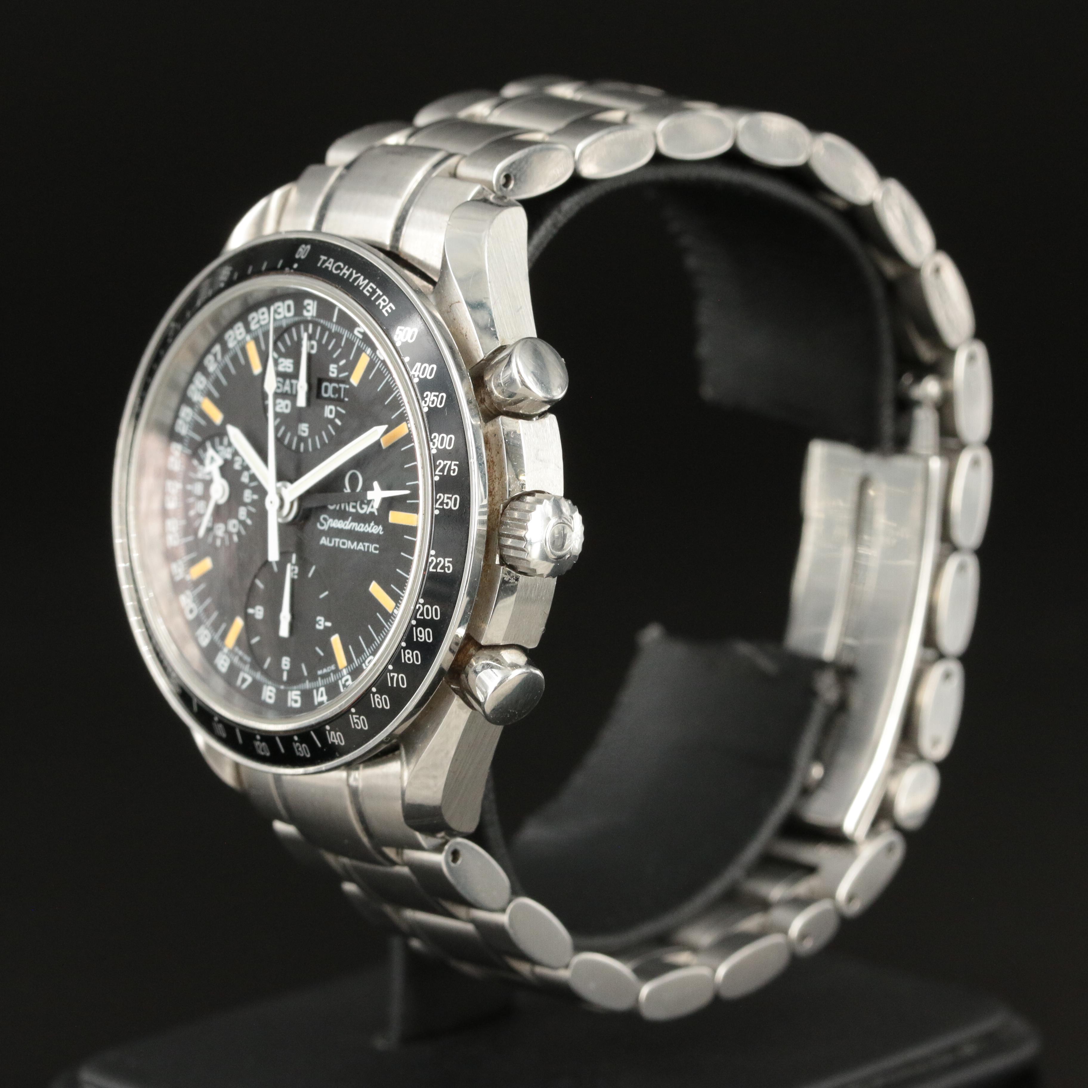 Omega Speedmaster Day Date Stainless Steel Black 39mm Automatic Watch