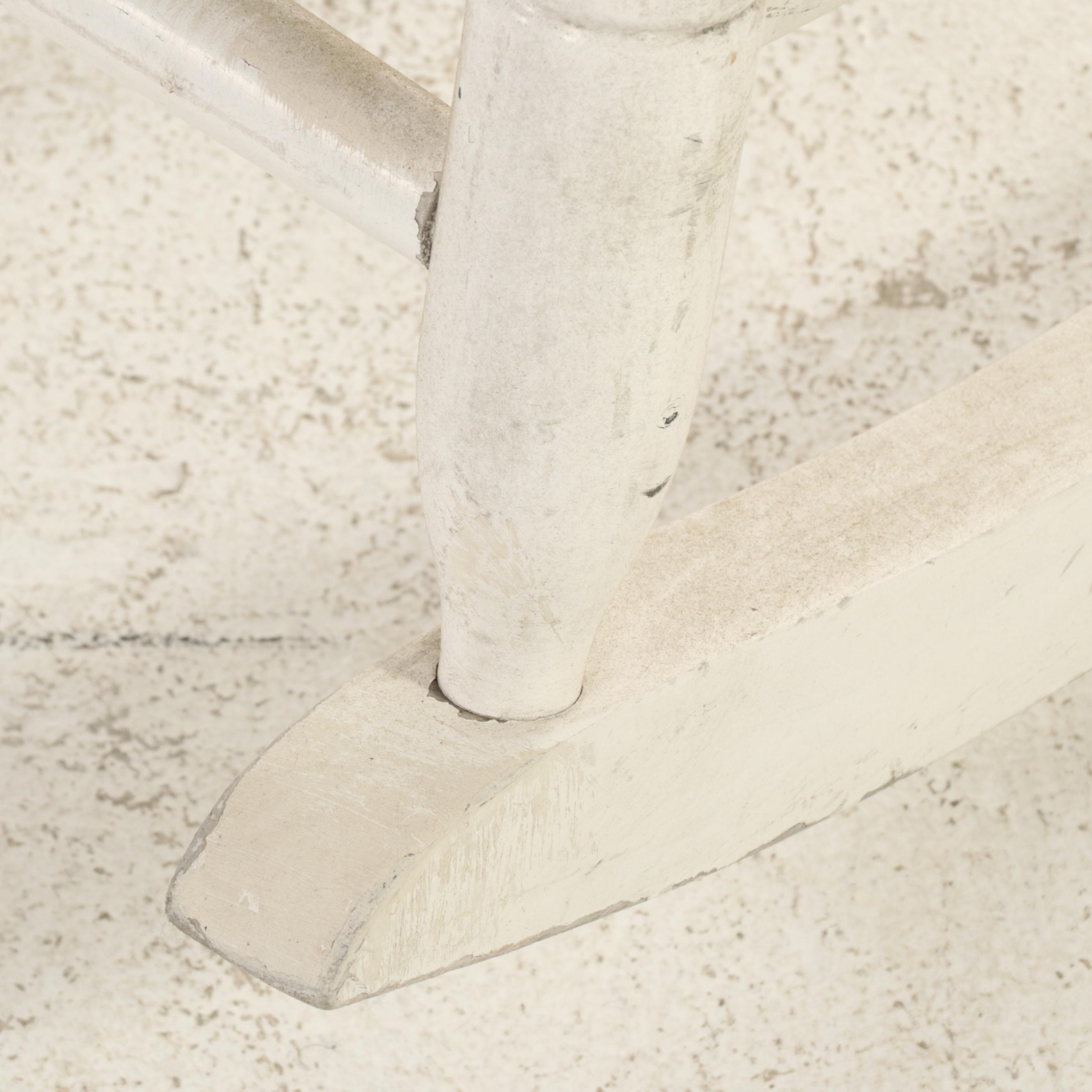 Pair of Cracker Barrel American Primitive Style Painted Wood and Rush