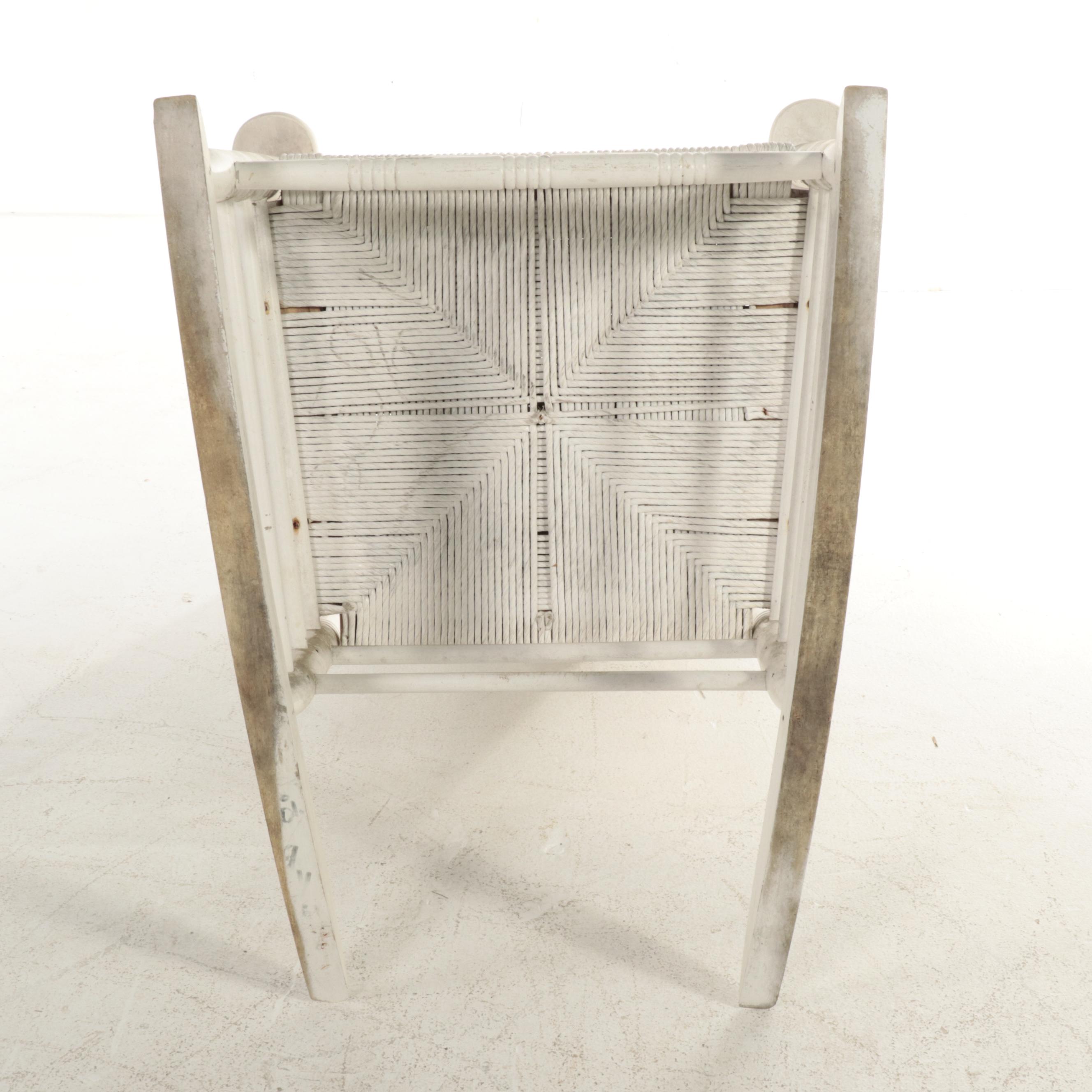 Pair of Cracker Barrel American Primitive Style Painted Wood and Rush Rockers EBTH