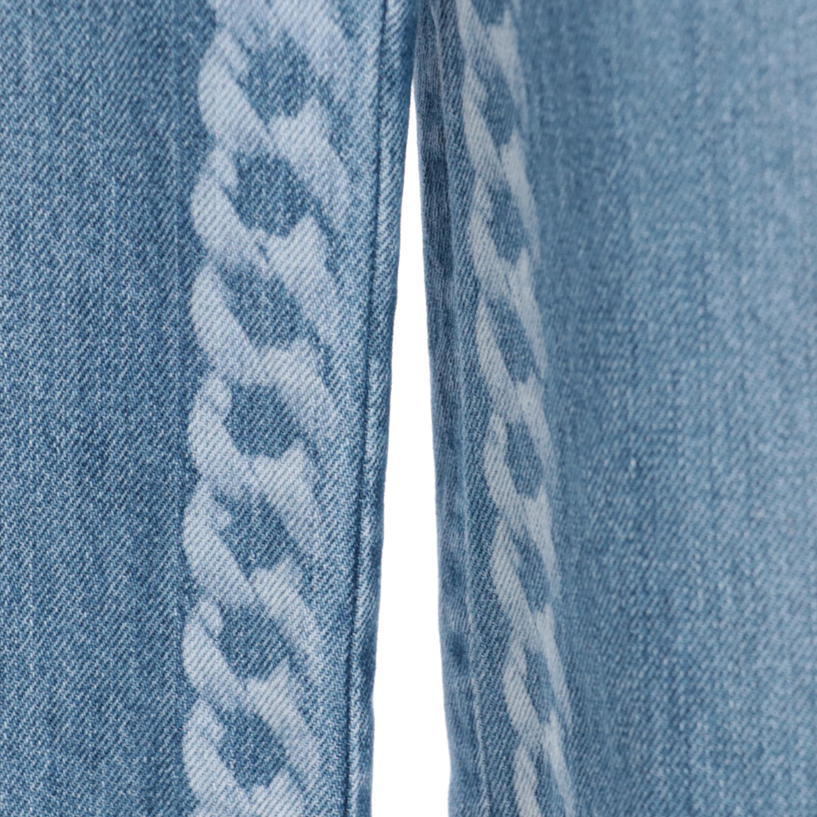 Chanel Wide Leg Blue Denim Jeans with Distressed Detailing, New with Tag