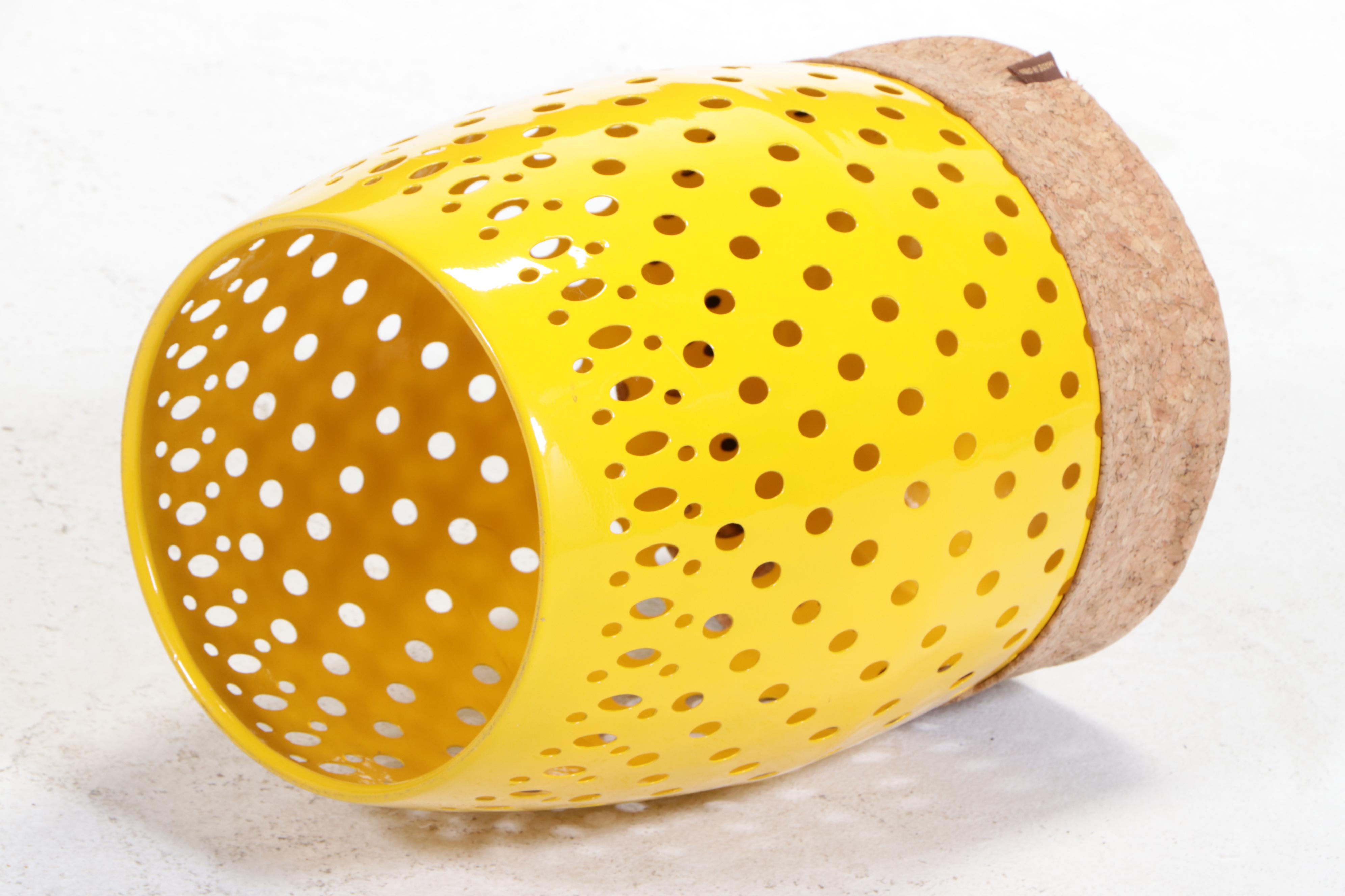 Yellow PowderCoated Metal Garden Stool with Cork Cover EBTH