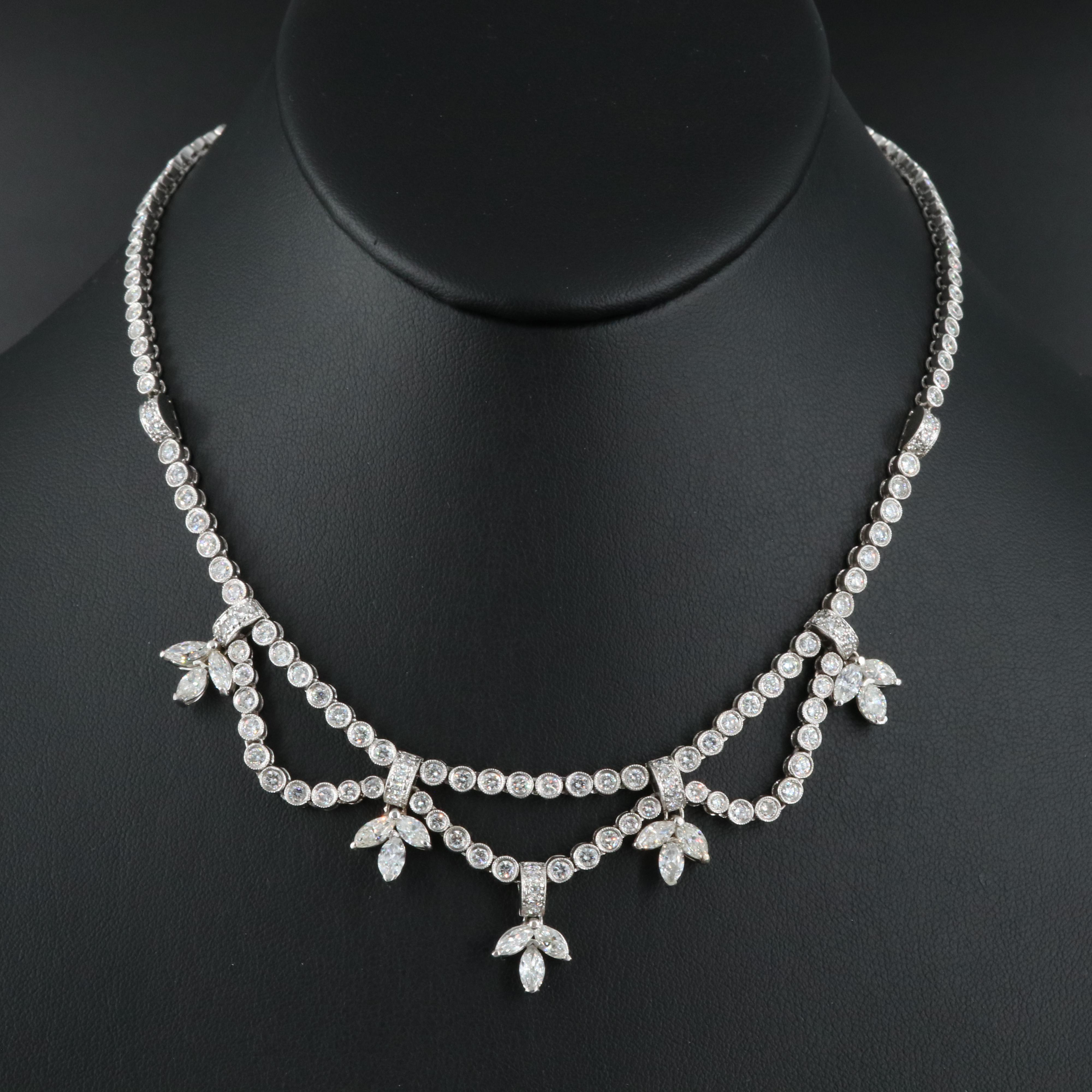 18K 10.61 CTW Diamond Garland Necklace with 14K Accents