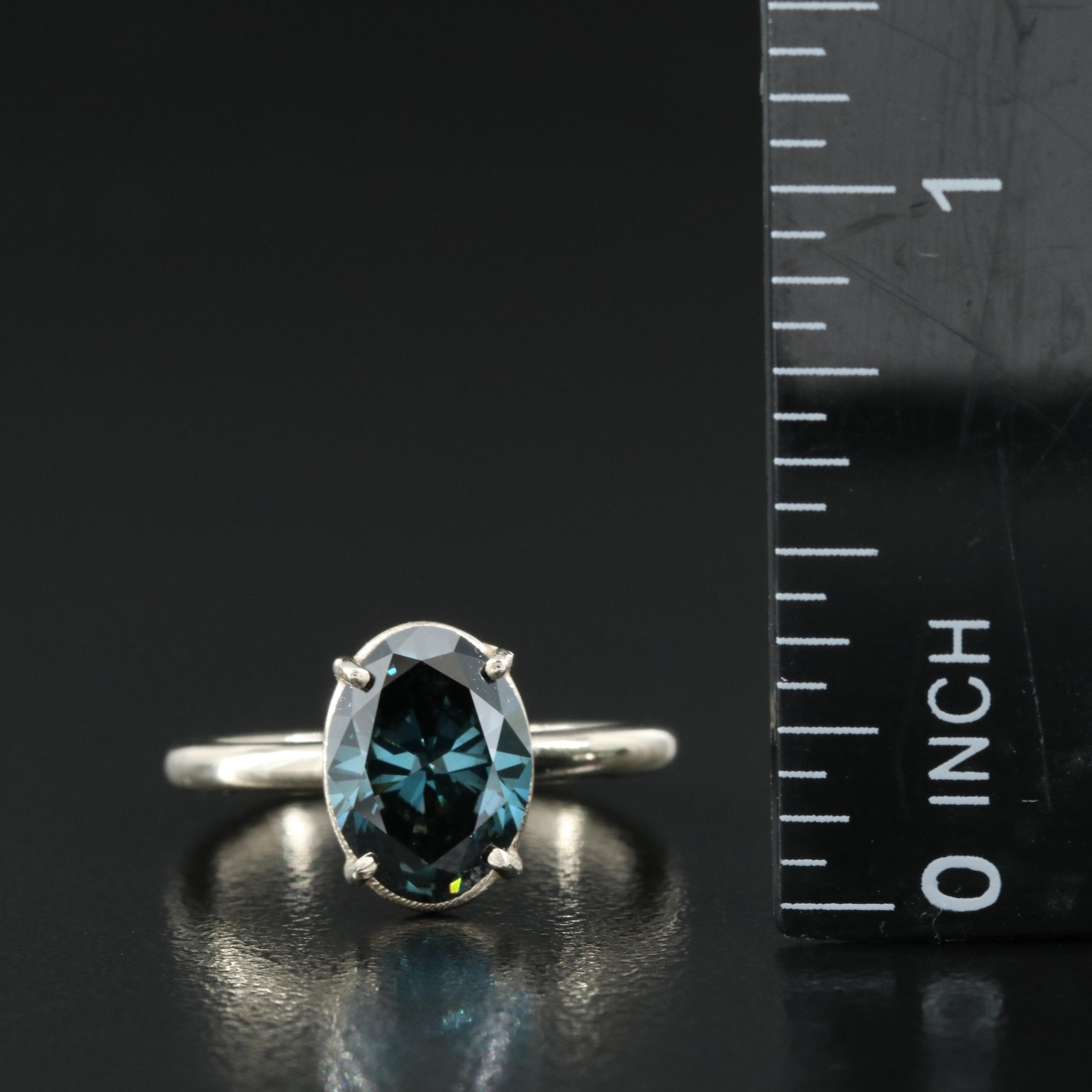 14K 2.05 CT Fancy Blue Diamond Solitaire Ring