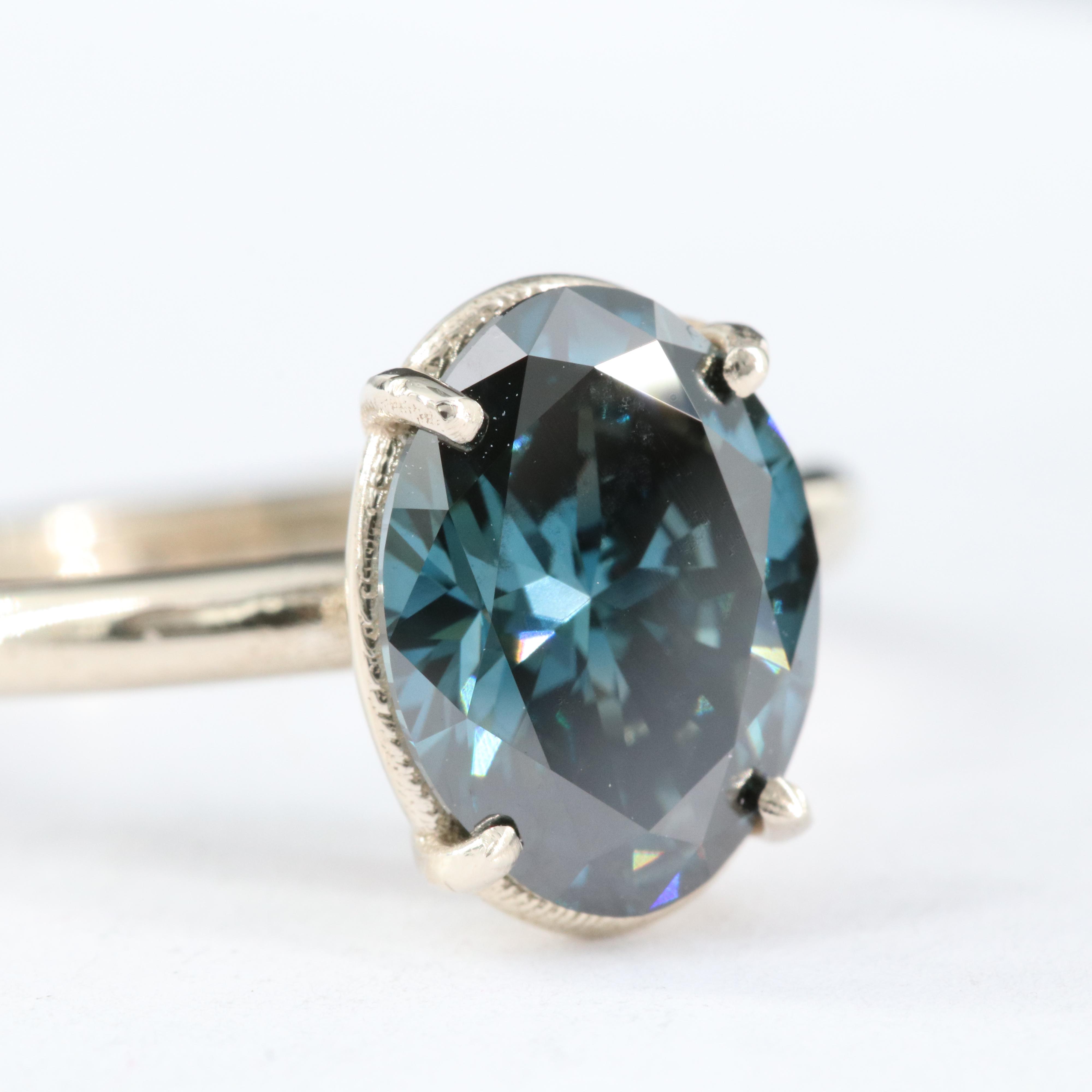 14K 2.05 CT Fancy Blue Diamond Solitaire Ring