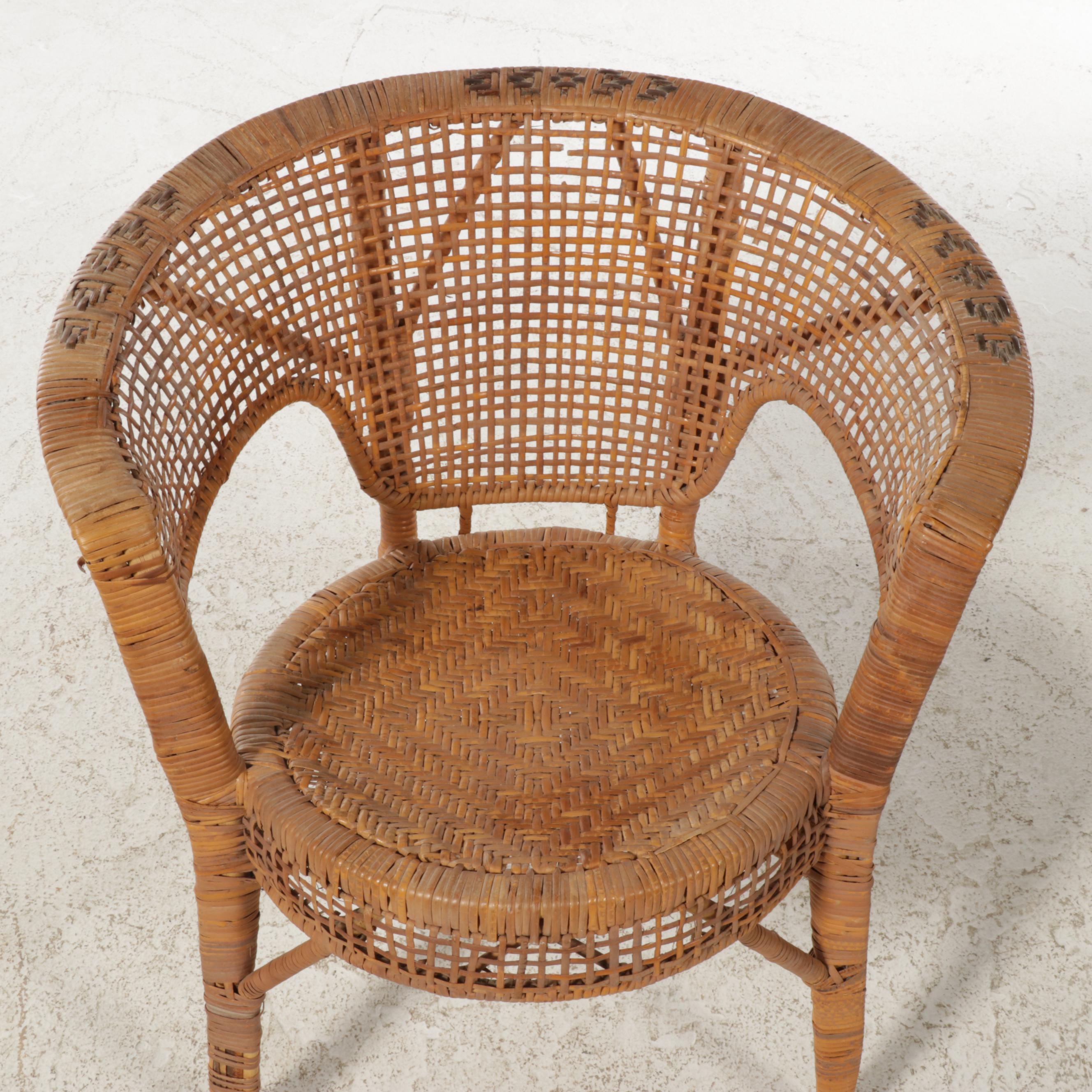 Wicker and Rattan Tub Chair, Mid to Late 20th Century EBTH