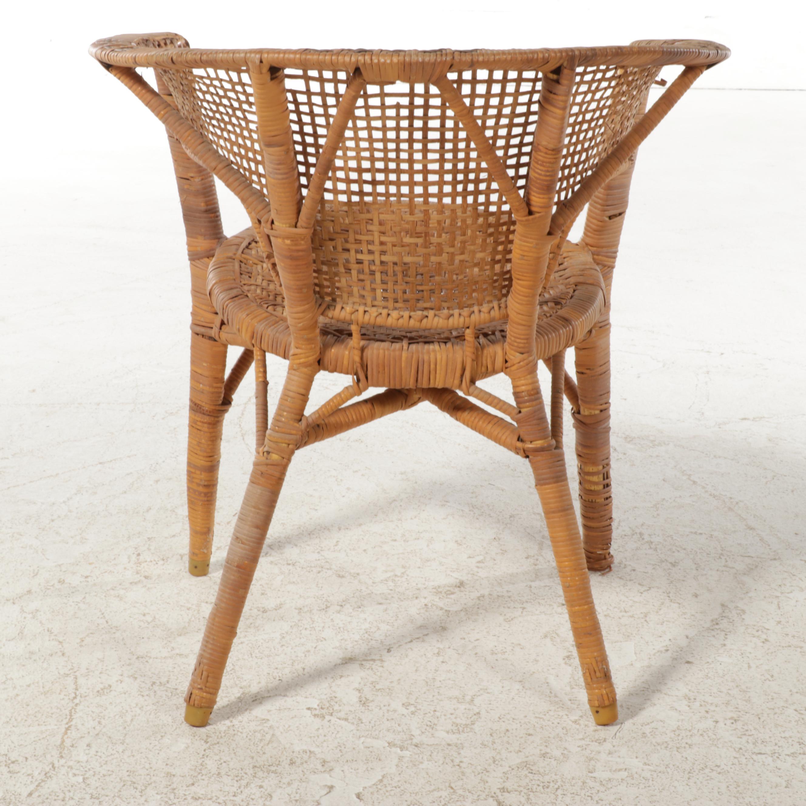 Wicker and Rattan Tub Chair, Mid to Late 20th Century EBTH