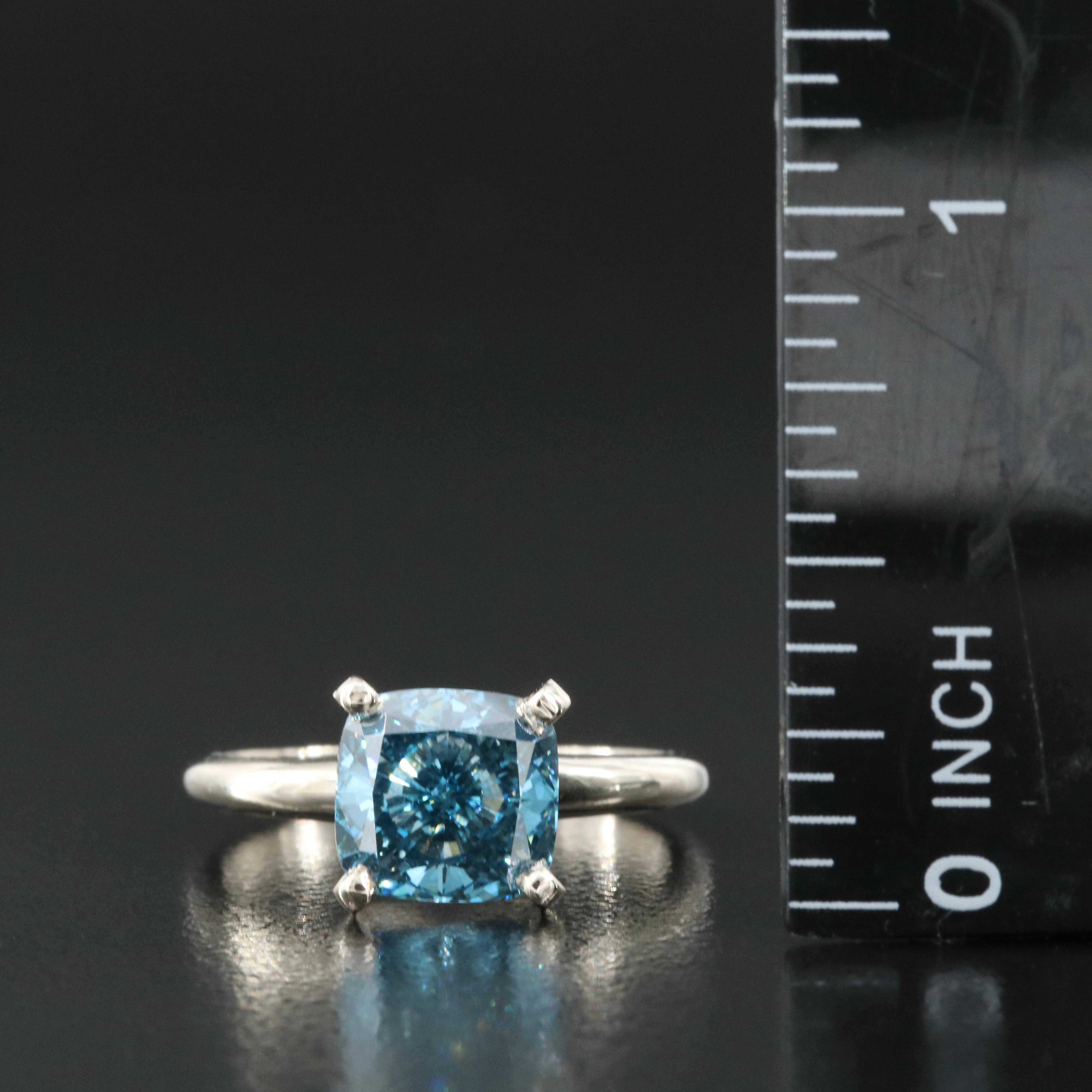 18K 3.00 CT Fancy Blue Diamond Solitaire Ring