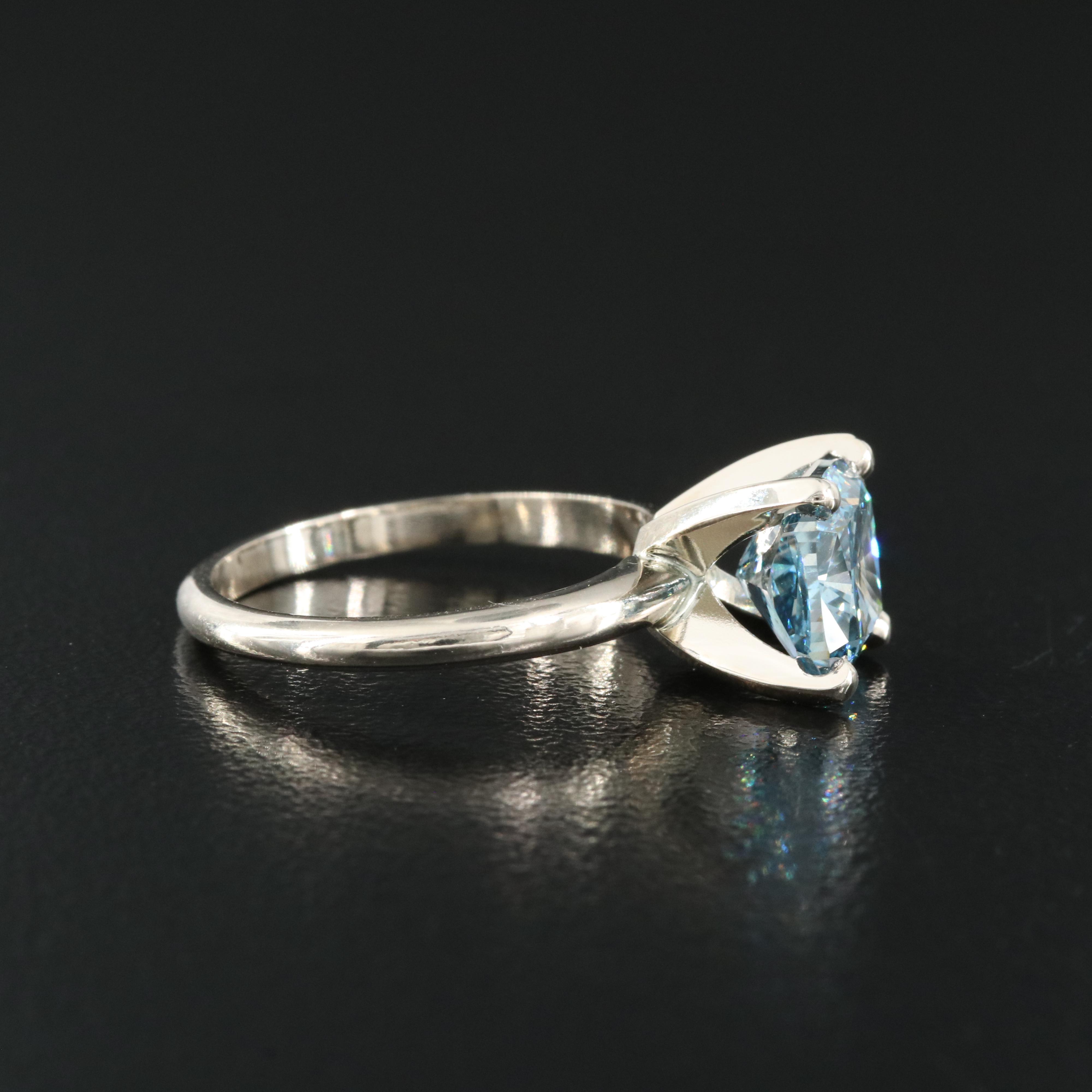18K 3.00 CT Fancy Blue Diamond Solitaire Ring