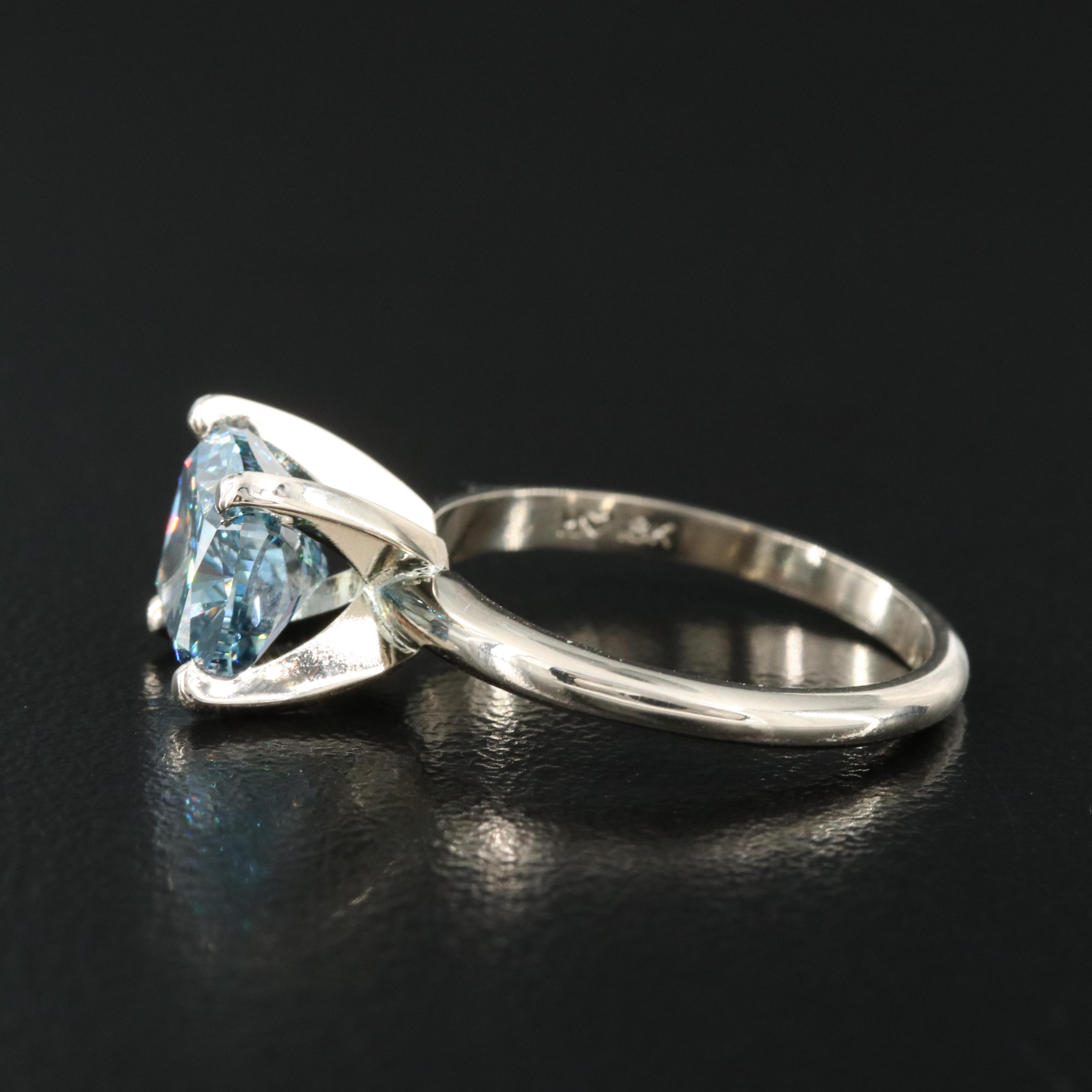 18K 3.00 CT Fancy Blue Diamond Solitaire Ring