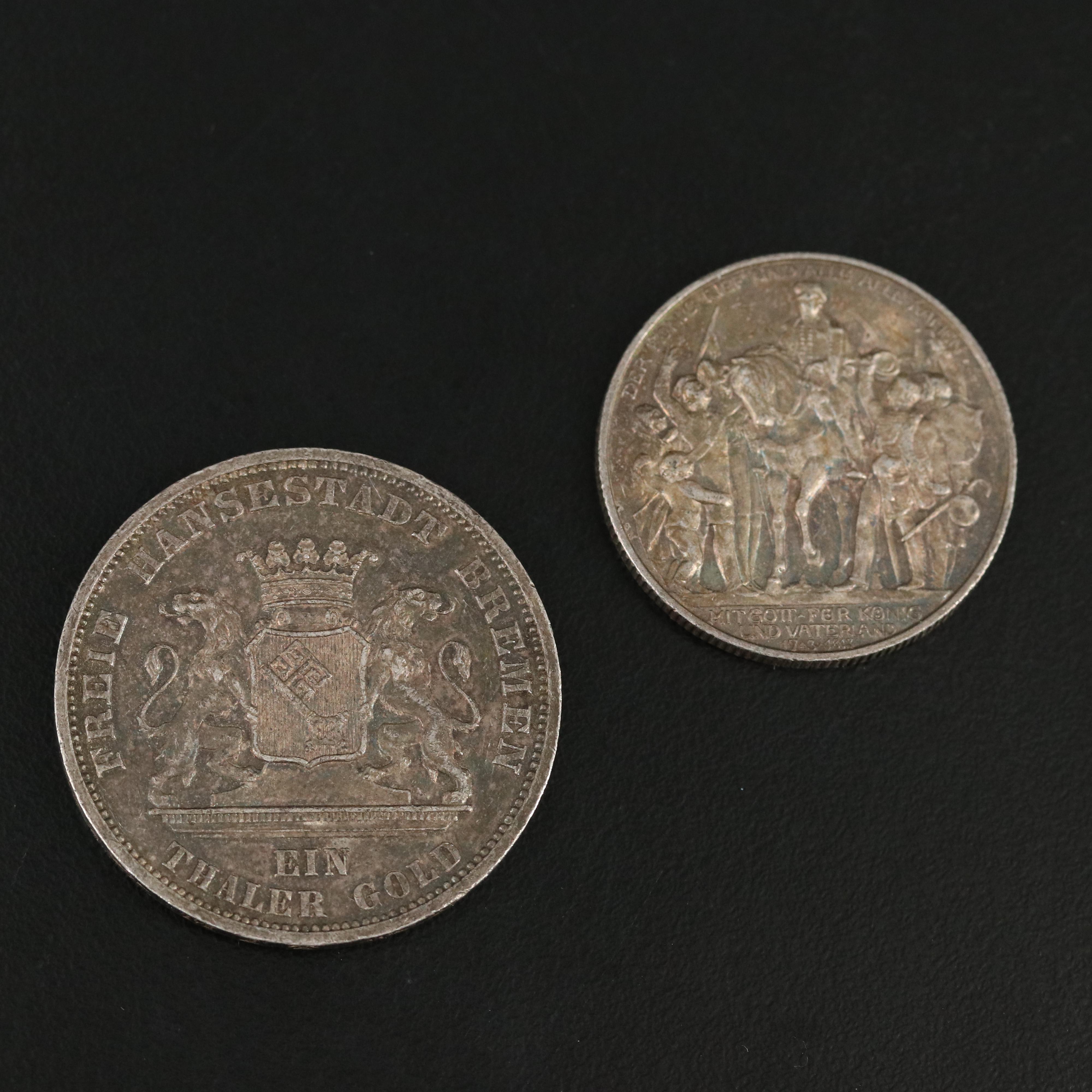 Seven Antique German Silver Coins and More