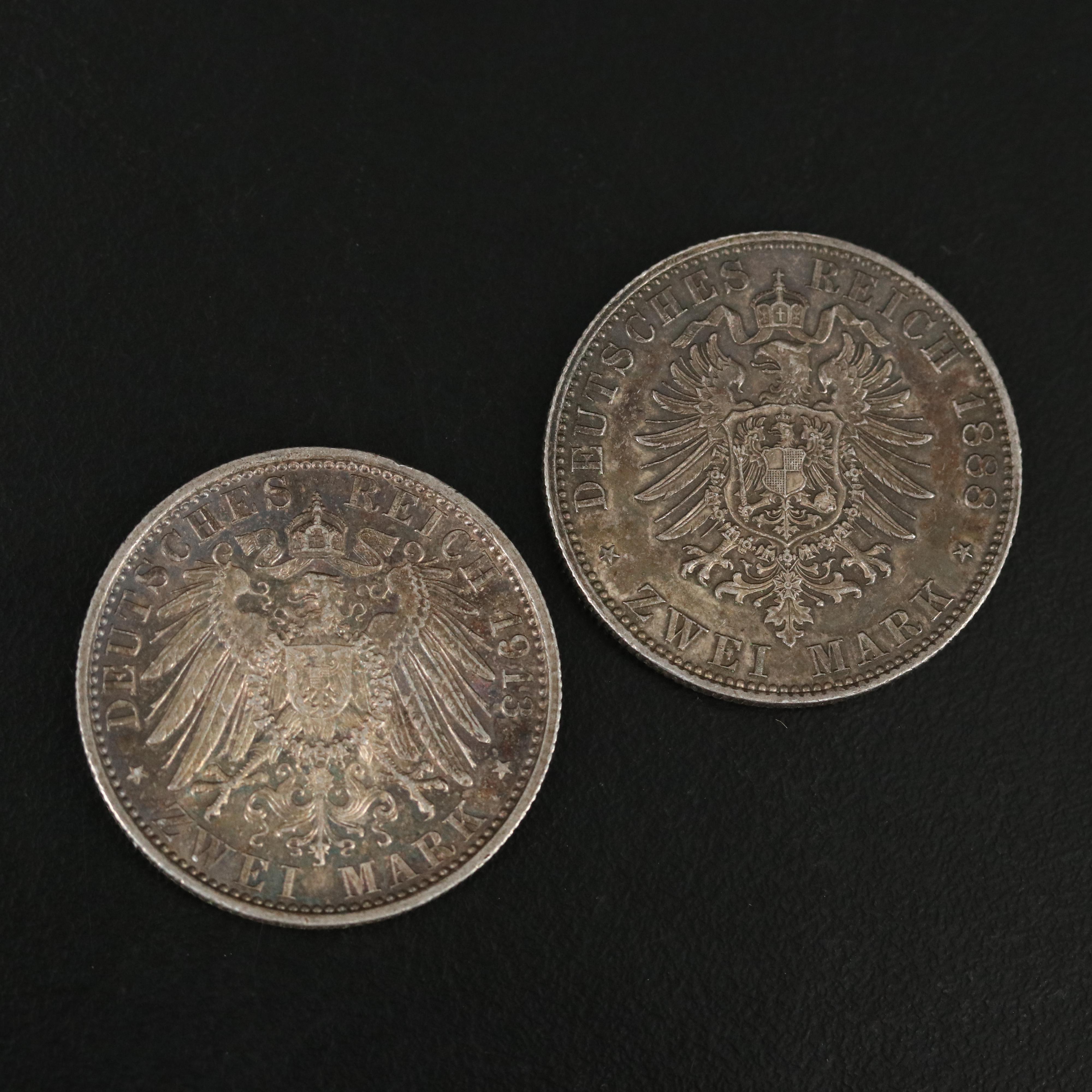 Seven Antique German Silver Coins and More