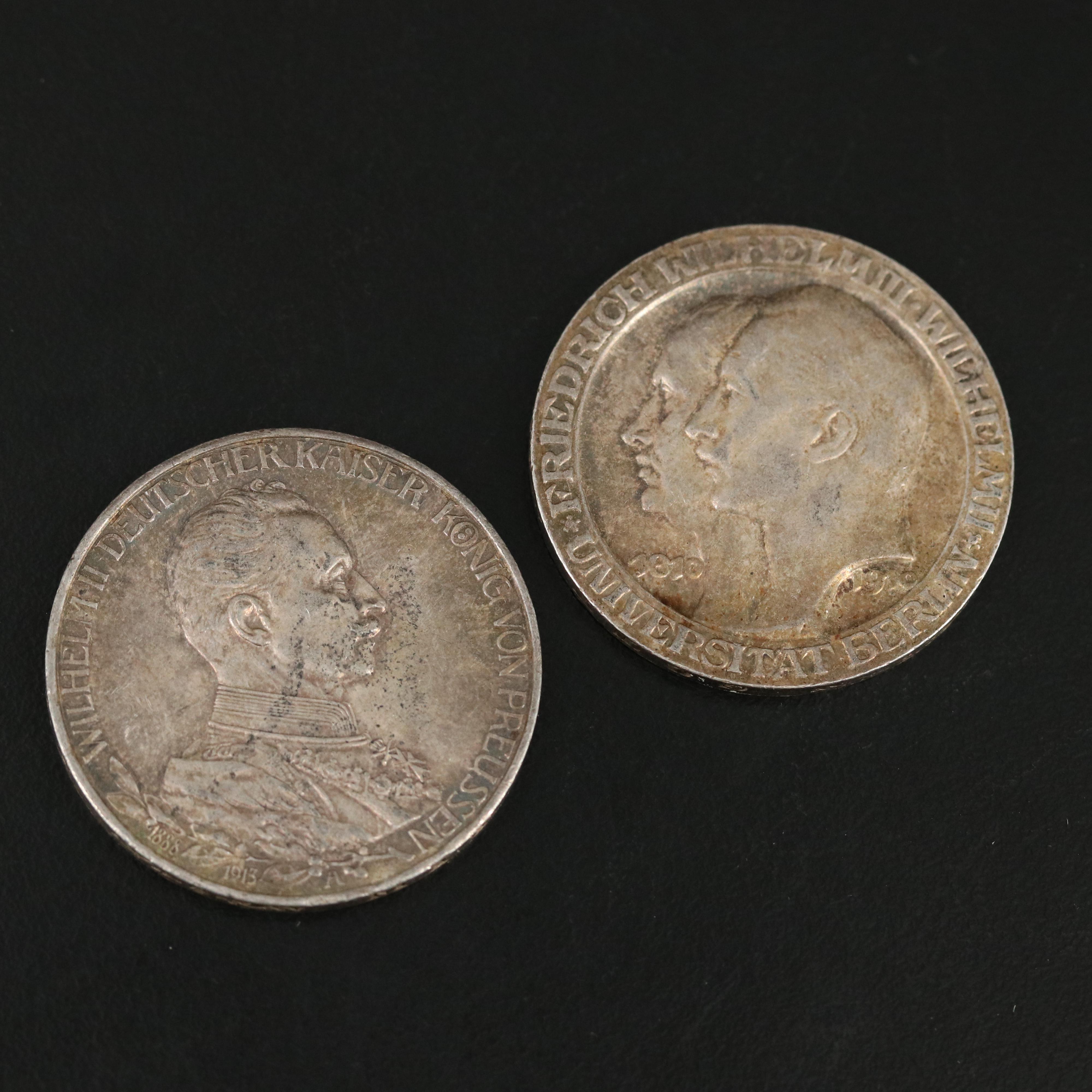 Seven Antique German Silver Coins and More