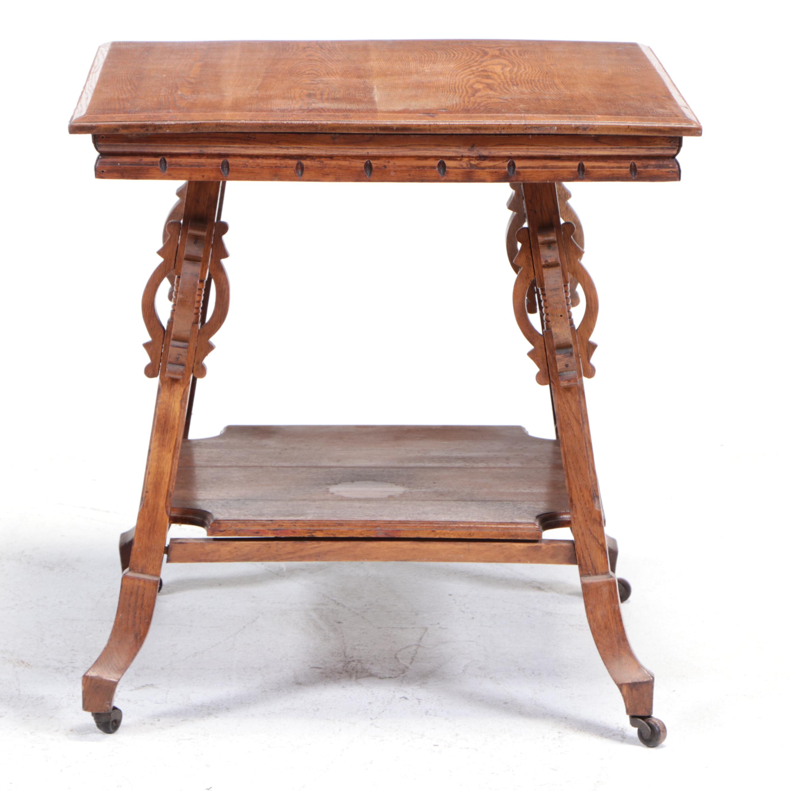Late Victorian Oak Two-Tier Parlor Table, circa 1900