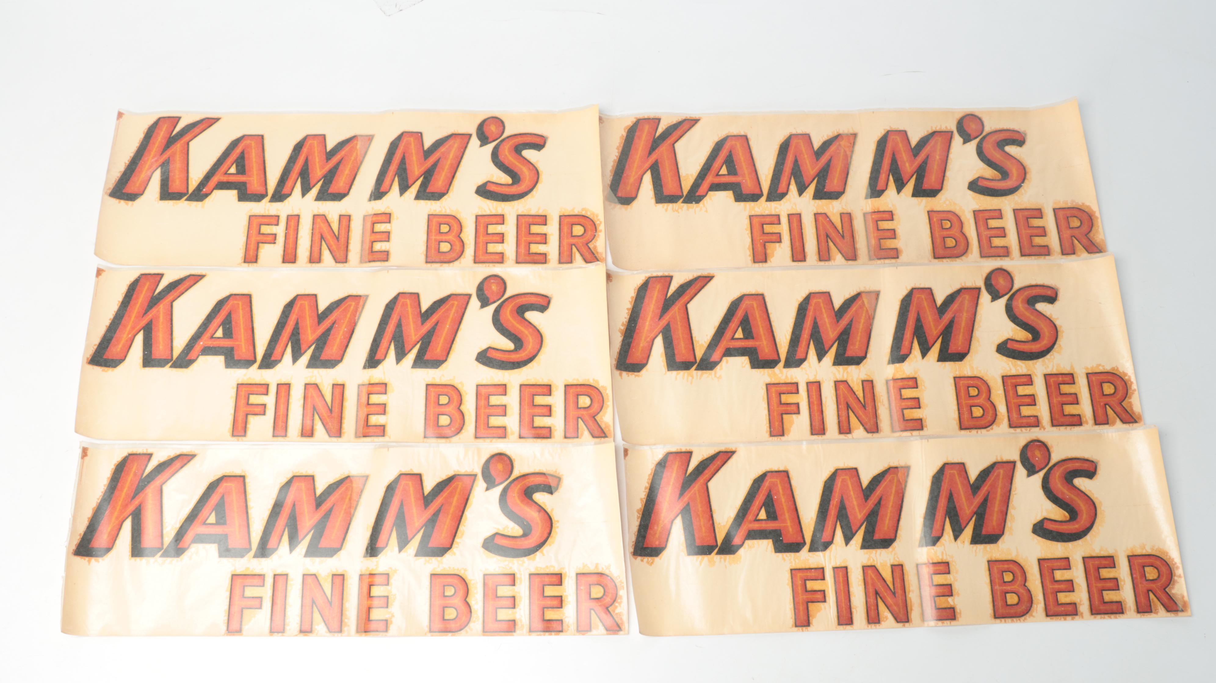 Kamm's Fine Beer Advertising Decals, Mid-20th Century