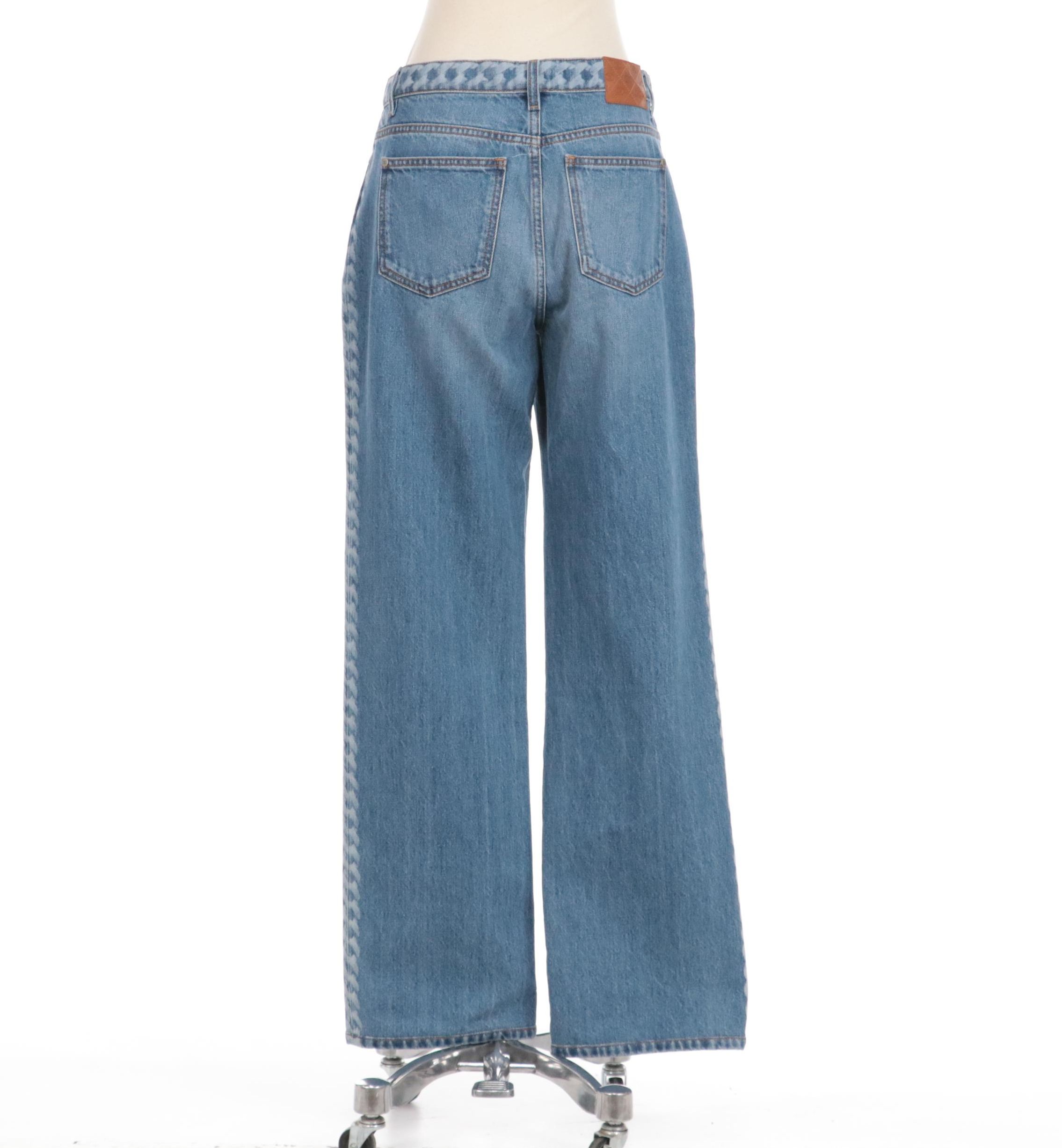 Chanel Wide Leg Blue Denim Jeans with Distressed Detailing, New with Tag