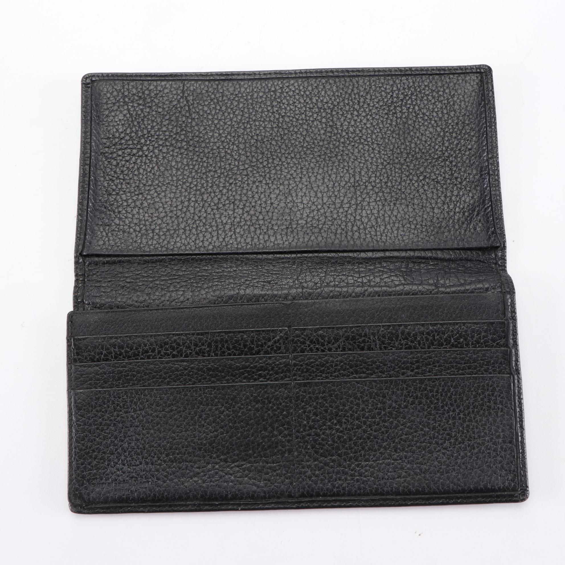 Christian Dior Bifold Long Wallet in Black Trotter Canvas and Black Leather