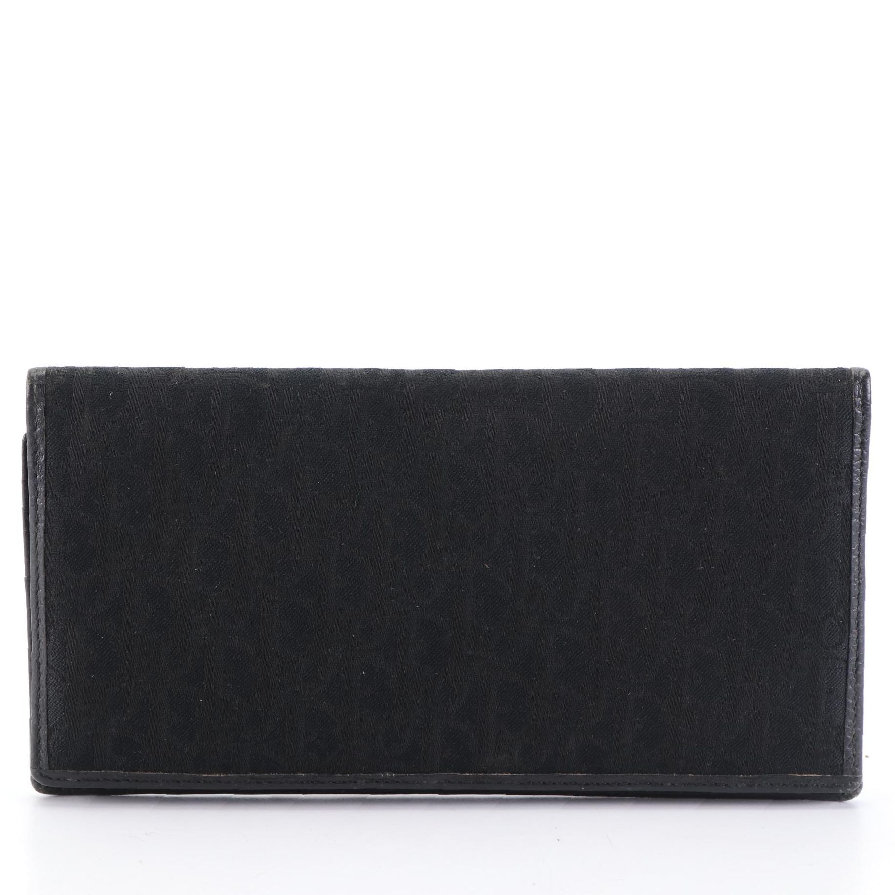 Christian Dior Bifold Long Wallet in Black Trotter Canvas and Black Leather