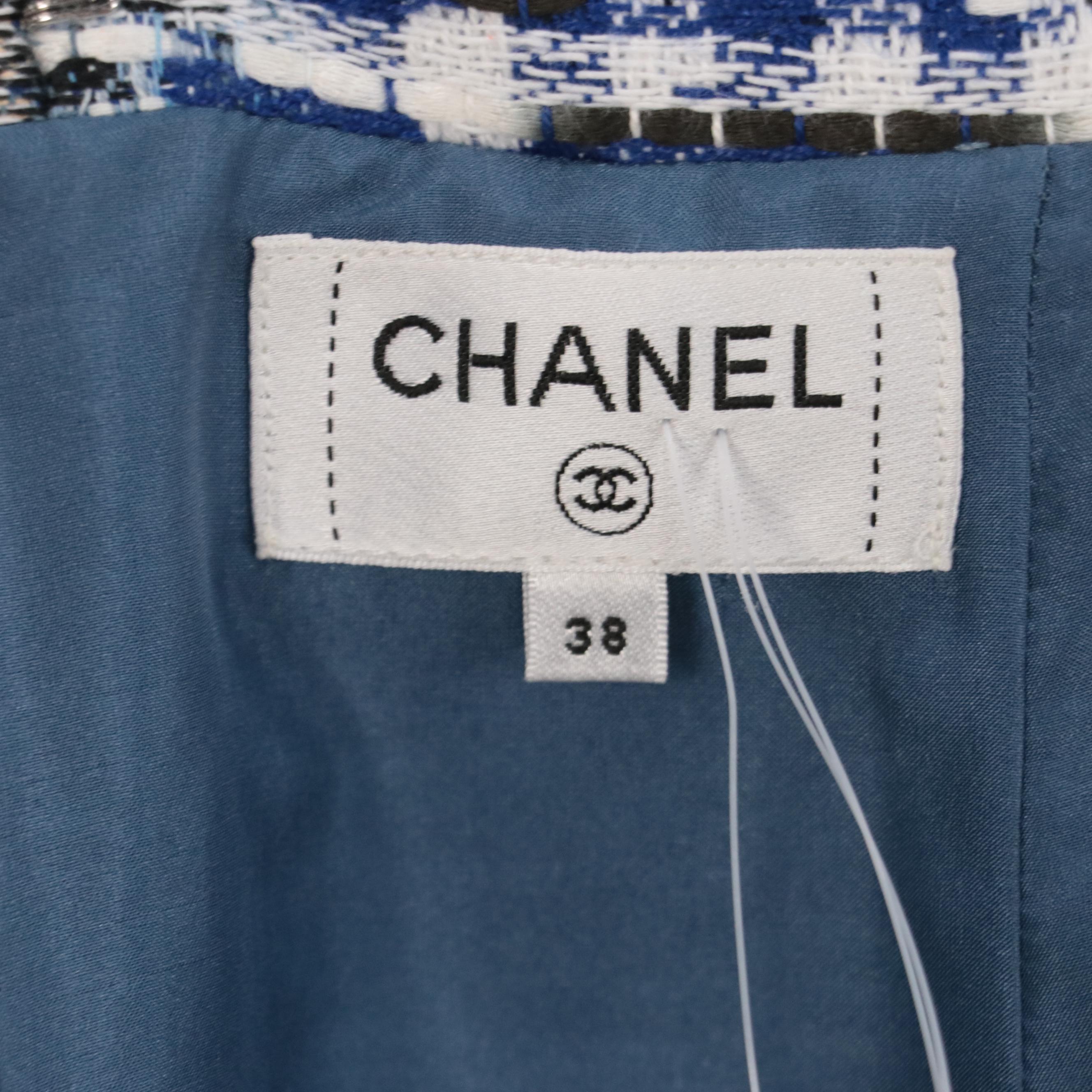 Chanel Jacket and Skirt in Blue/White/Beige Fantasy Tweed, New with Tags