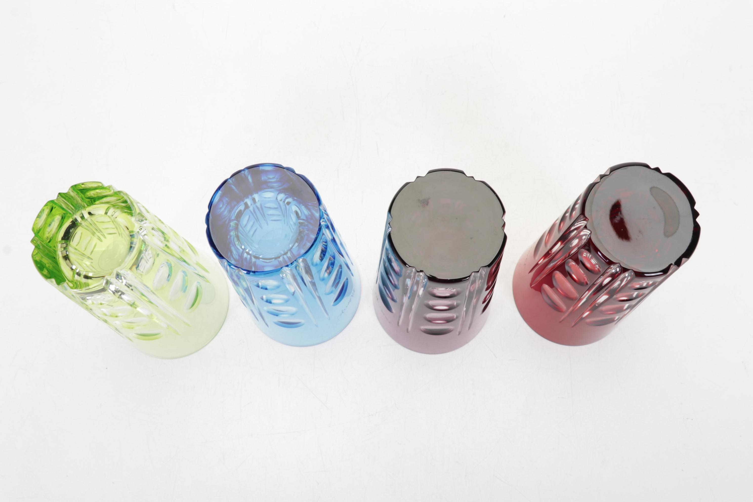 Fabergé Cut to Clear Bohemian Style Glass Tumblers with Case